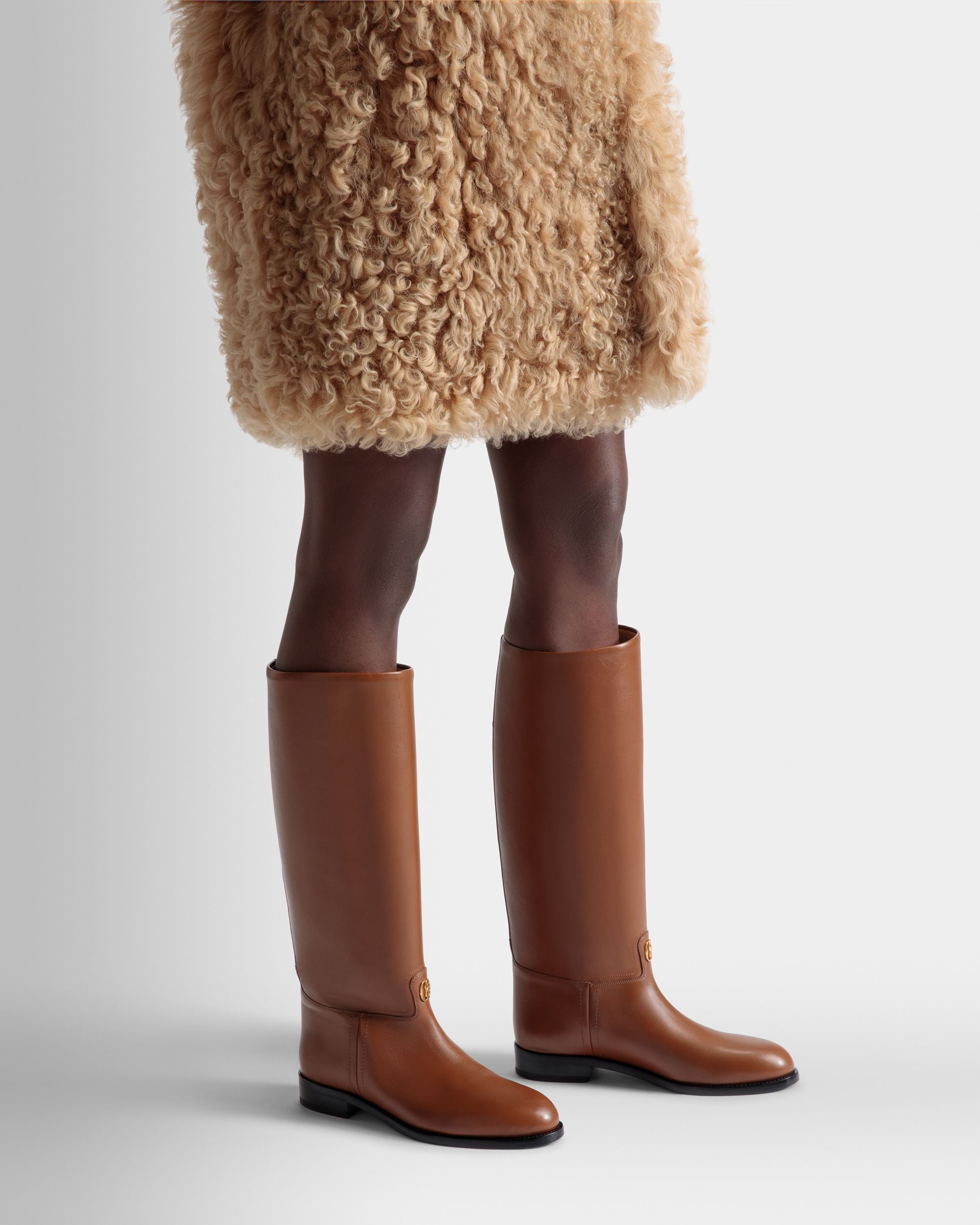 Huntington Long Boots In Brown Leather - Women's - Bally - 02