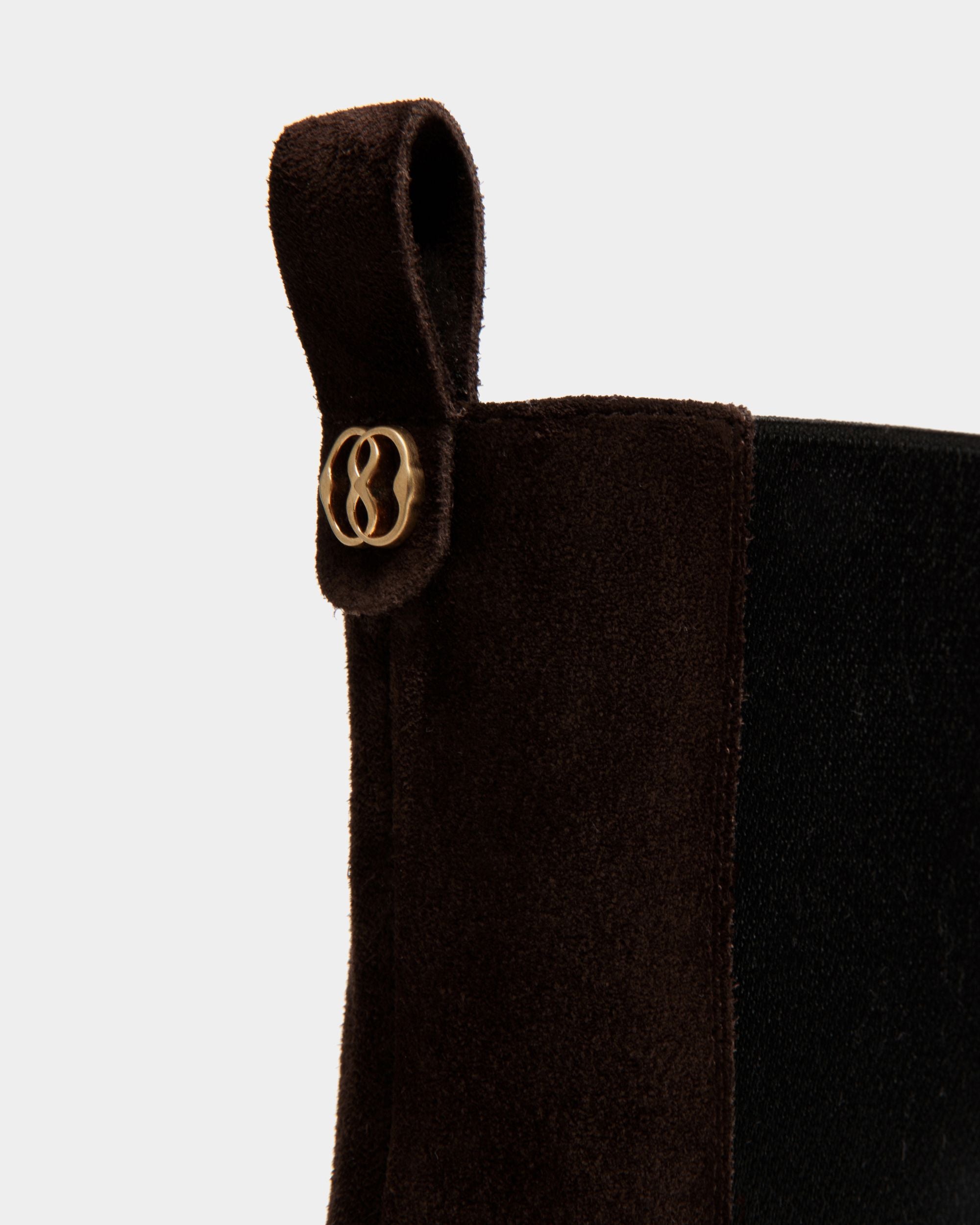 Daily Emblem Bootie In Ebano Suede Leather - Women's - Bally - 04
