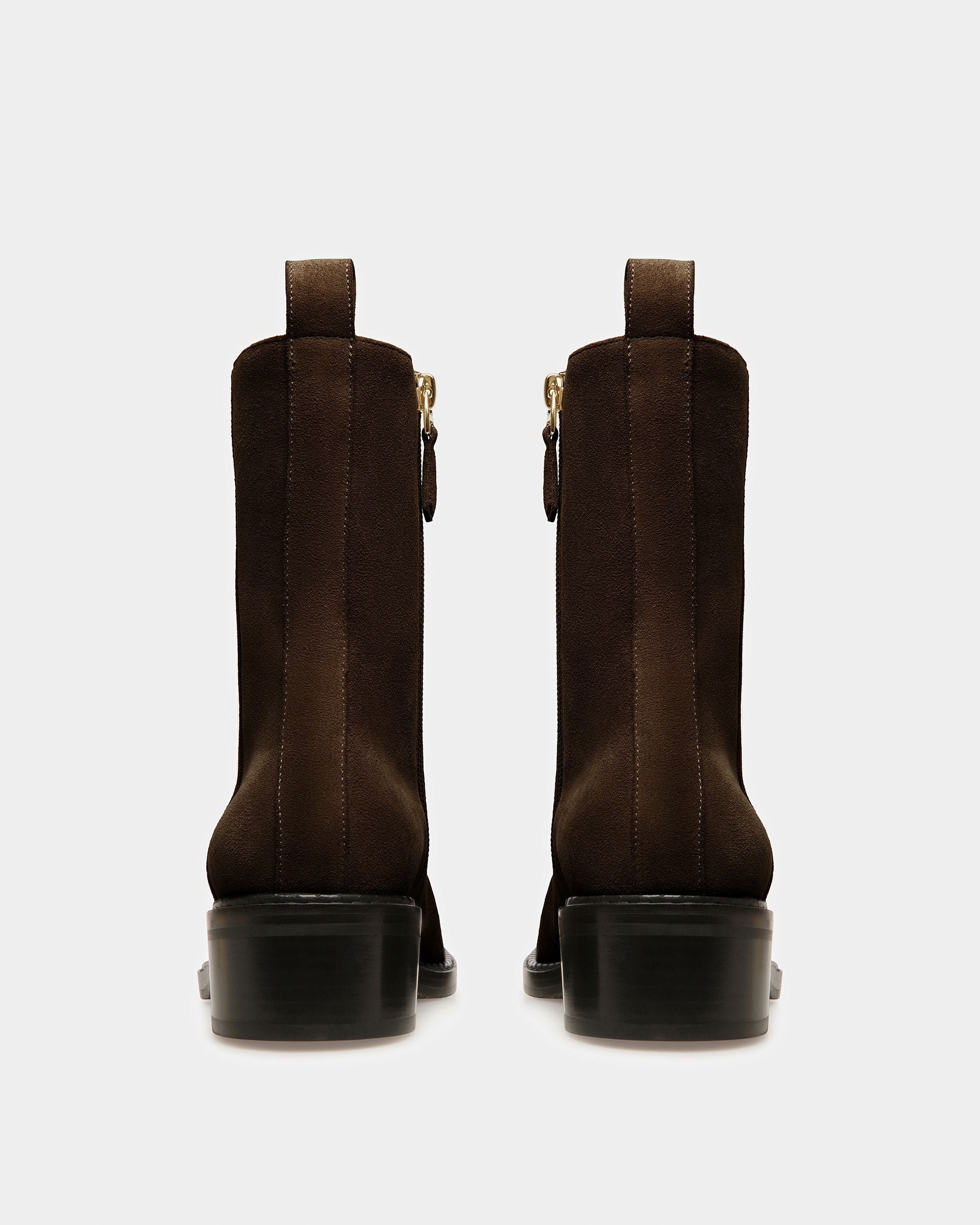 Austine Leather Boots In Ebony Brown - Women's - Bally - 03
