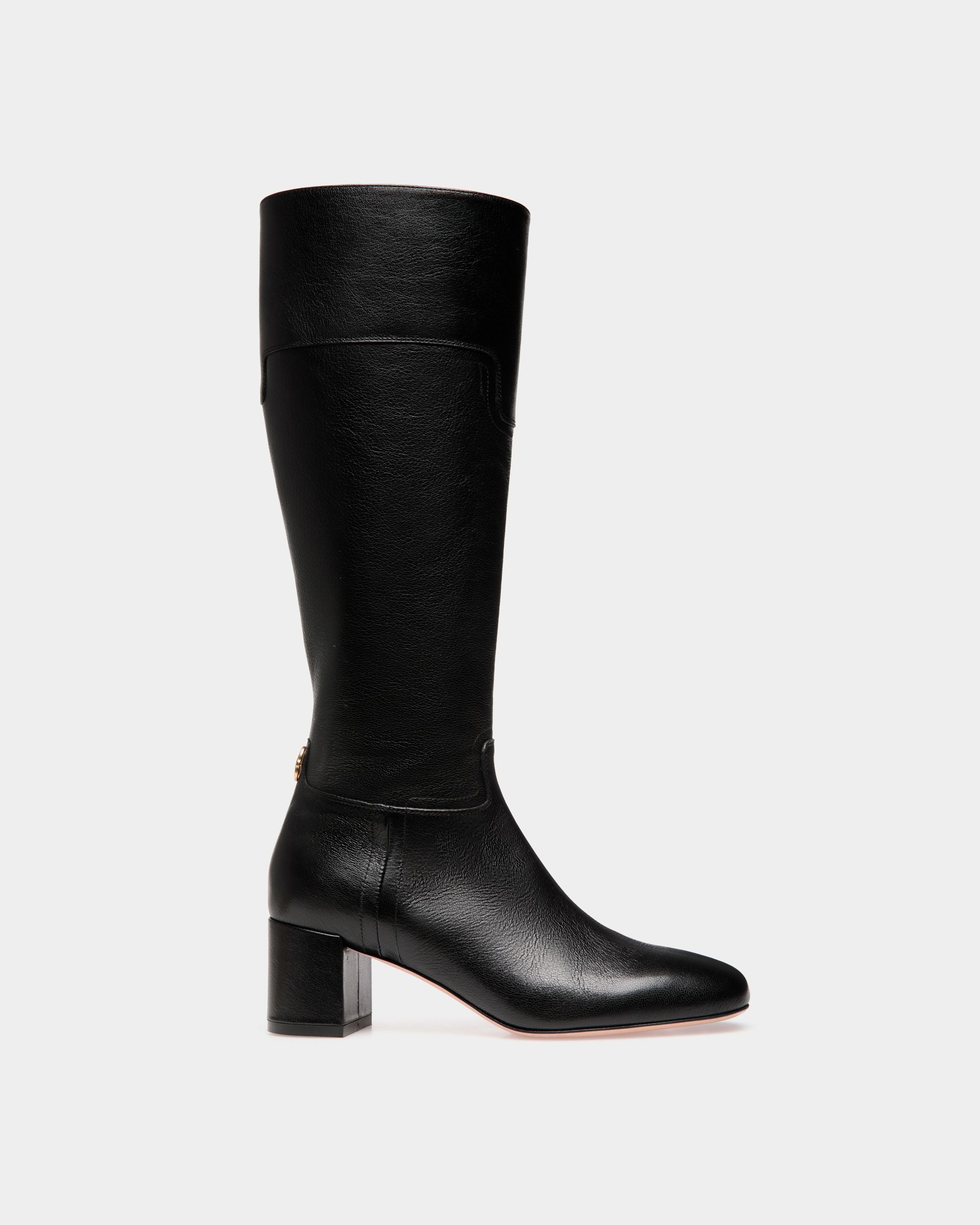 Daily Emblem Boot in Black Leather - Women's - Bally - 01