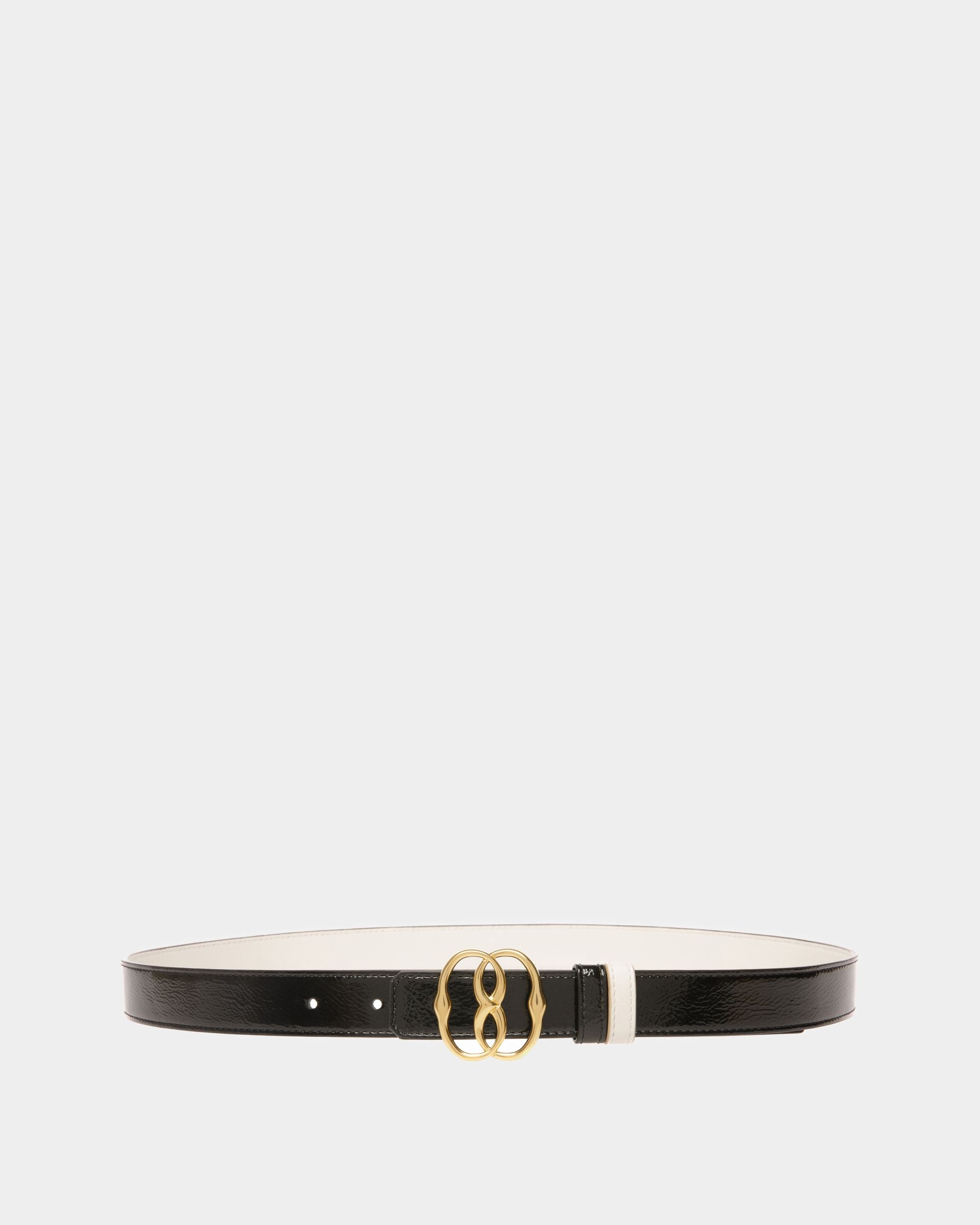 Emblem Dress Belt In Black Leather - Women's - Bally - 01
