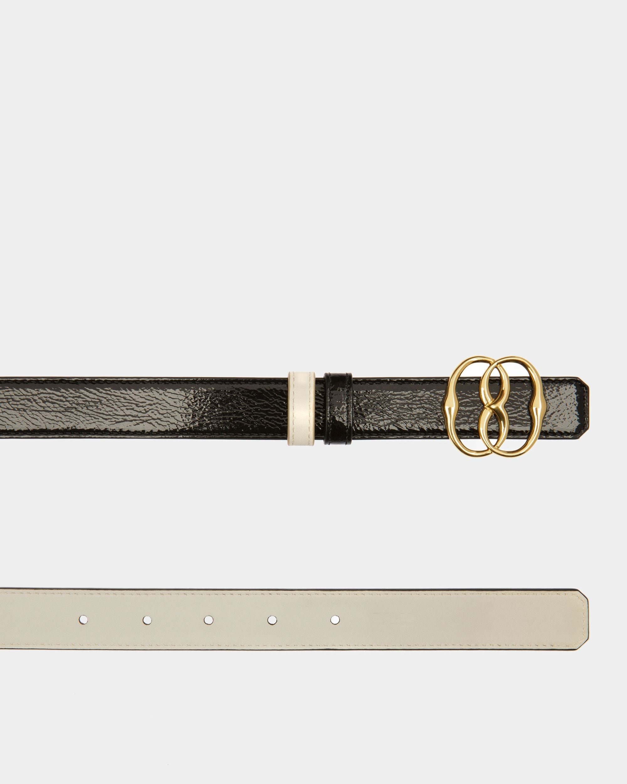 Emblem Dress Belt In Black Leather - Women's - Bally - 02