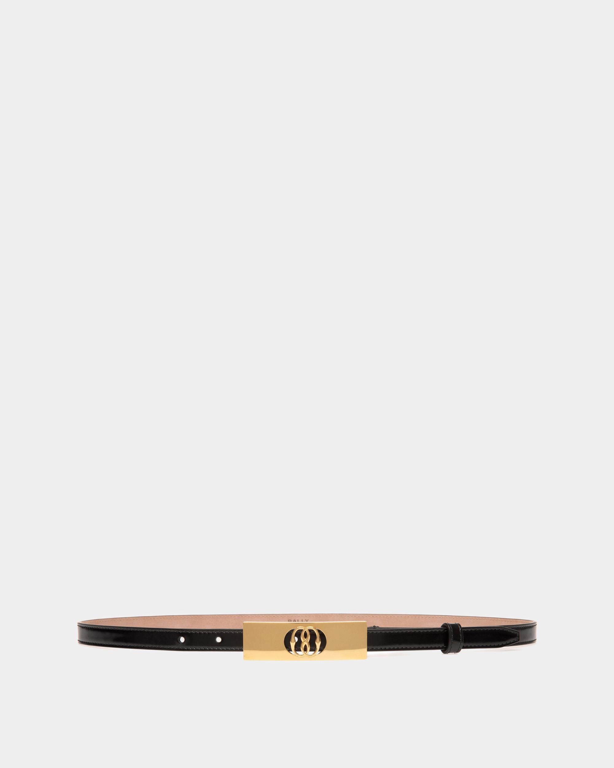 Emblem 15 Mm Belt In Black Brushed Leather - Women's - Bally - 01