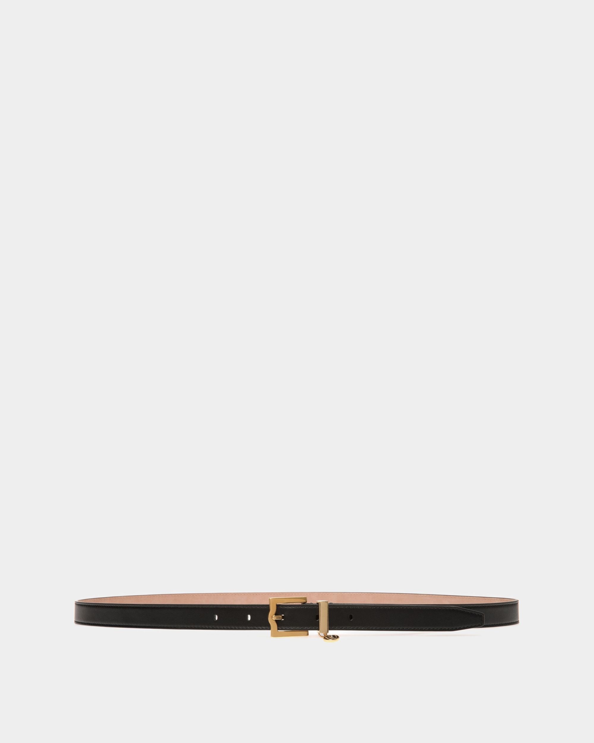 Emblem 20 Mm Belt In Black Leather - Women's - Bally - 01