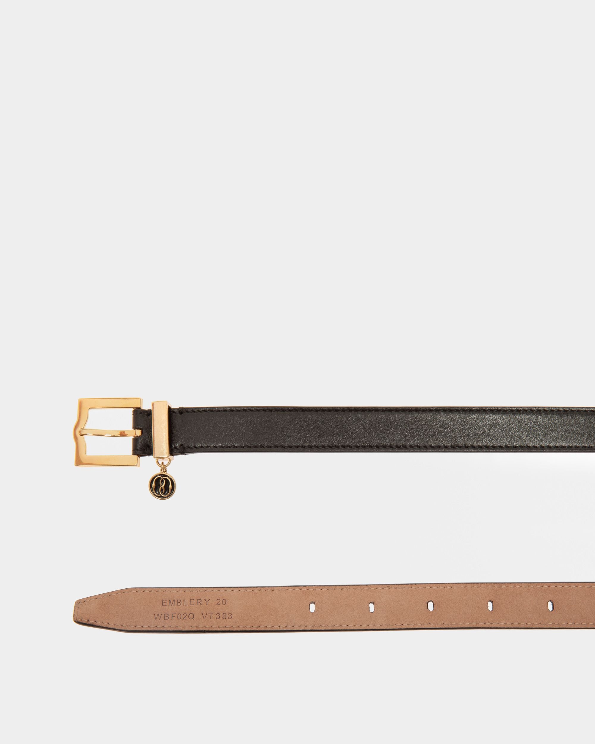 Emblem 20 Mm Belt In Black Leather - Women's - Bally - 02