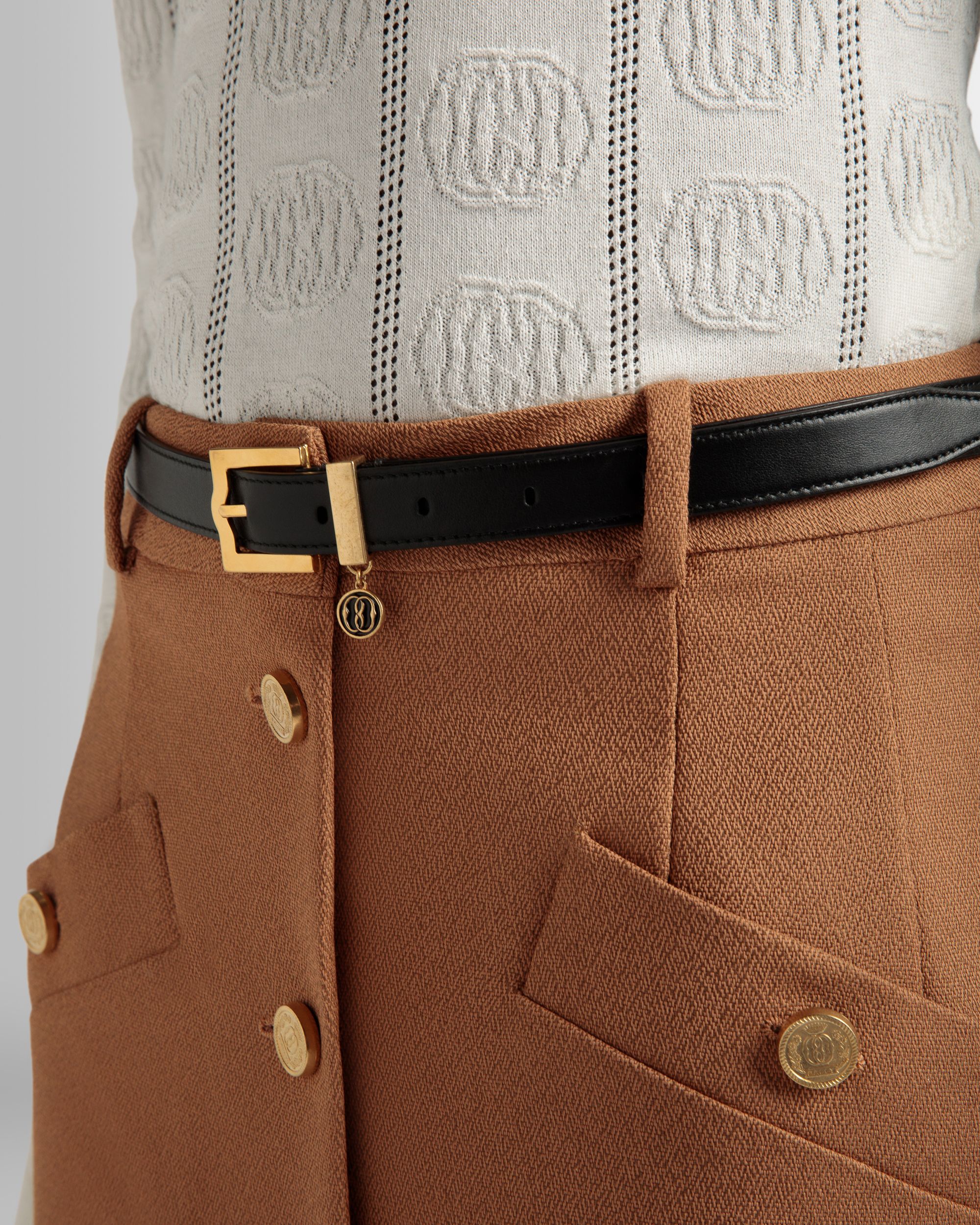 Emblem 20 Mm Belt In Black Leather - Women's - Bally - 03