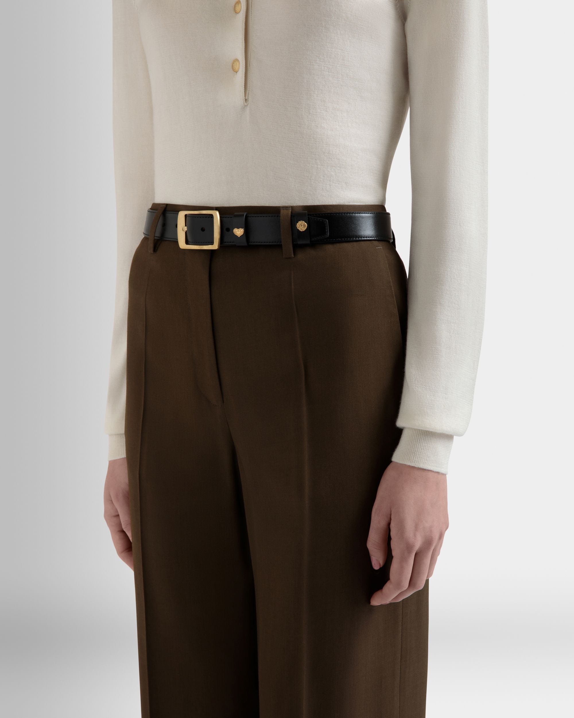 Glen 30mm Belt in Black Leather - Women's - Bally - 04