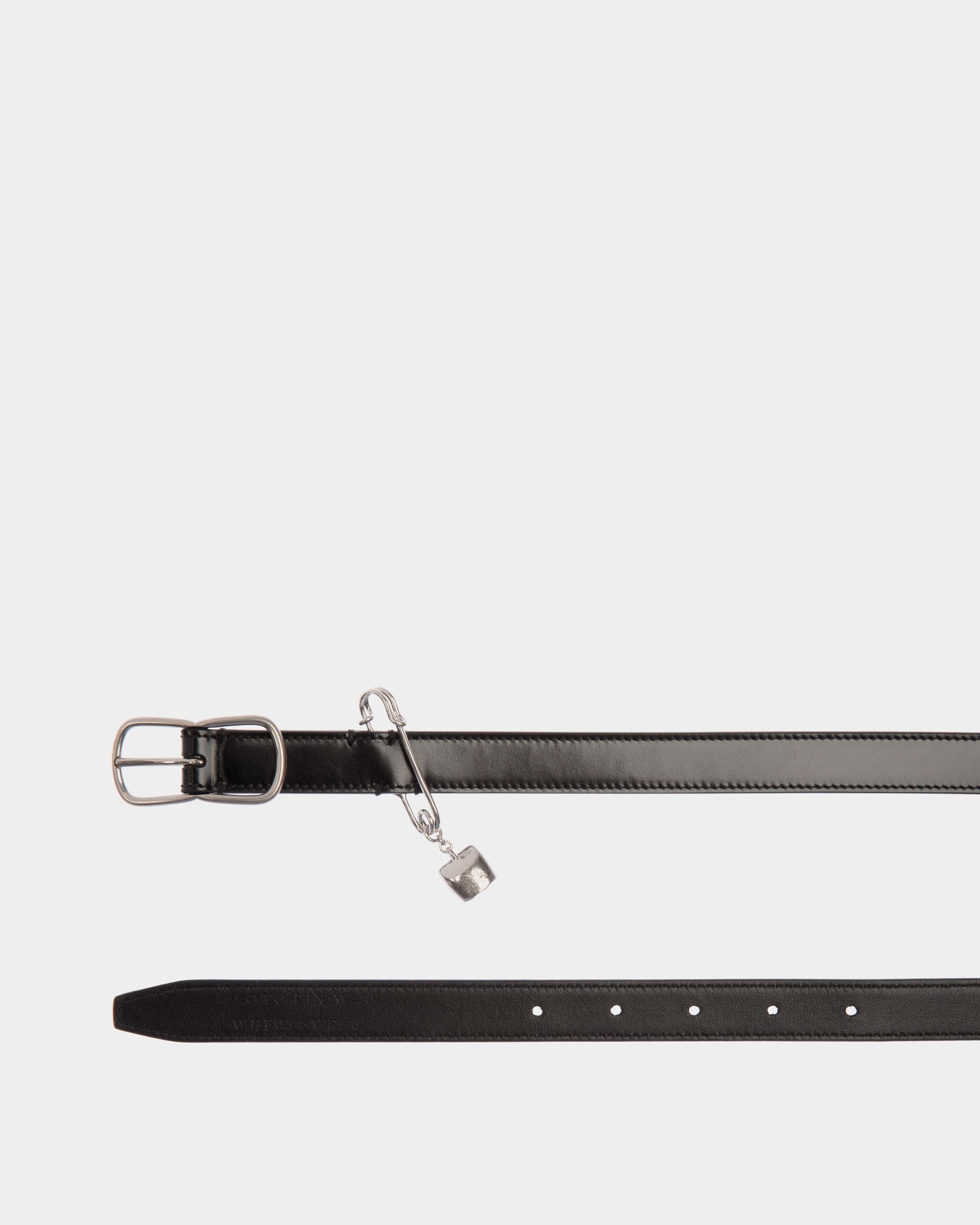 Loto 20 mm Belt In Black Brushed Leather - Women's - Bally - 02