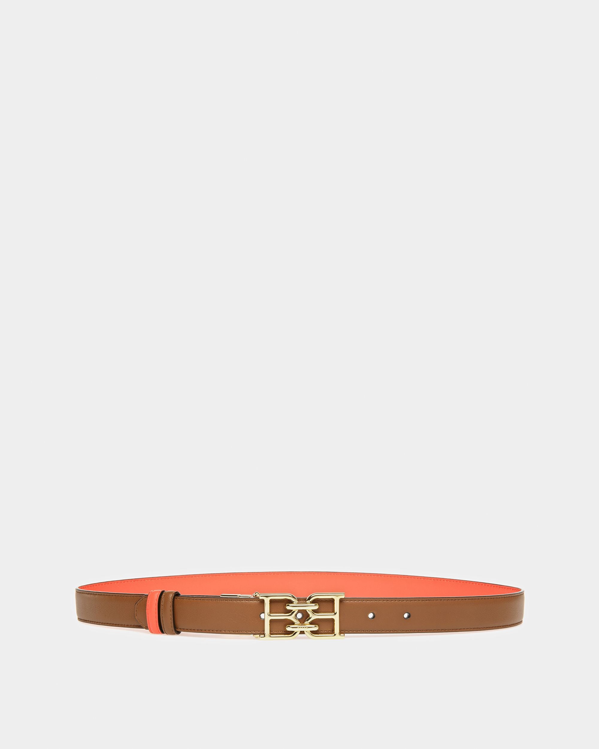 B Chain Reversible Leather Belt In Brown And Orange - Women's - Bally - 01