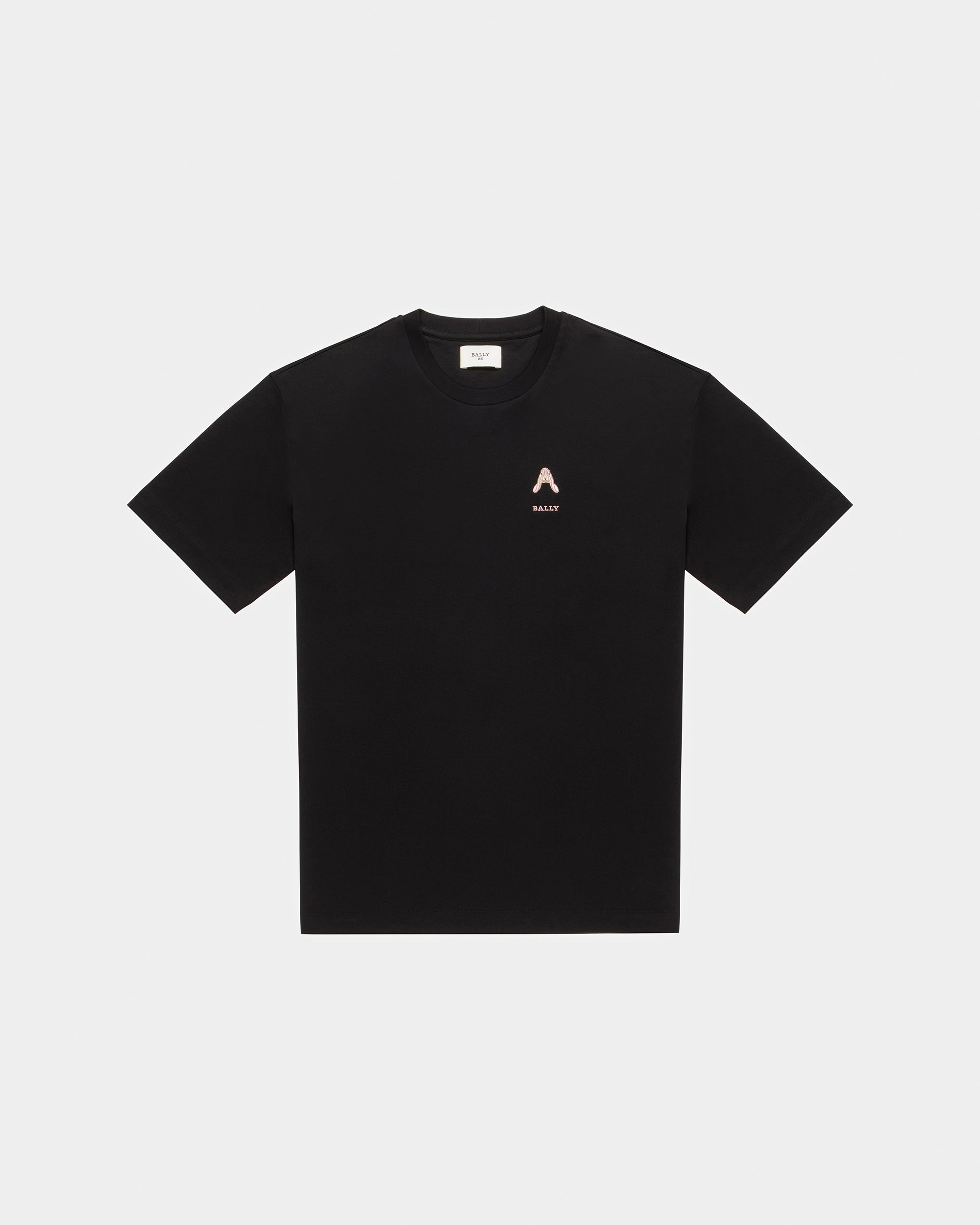 Cotton Rabbit Motif T-Shirt In Black - Women's - Bally - 05