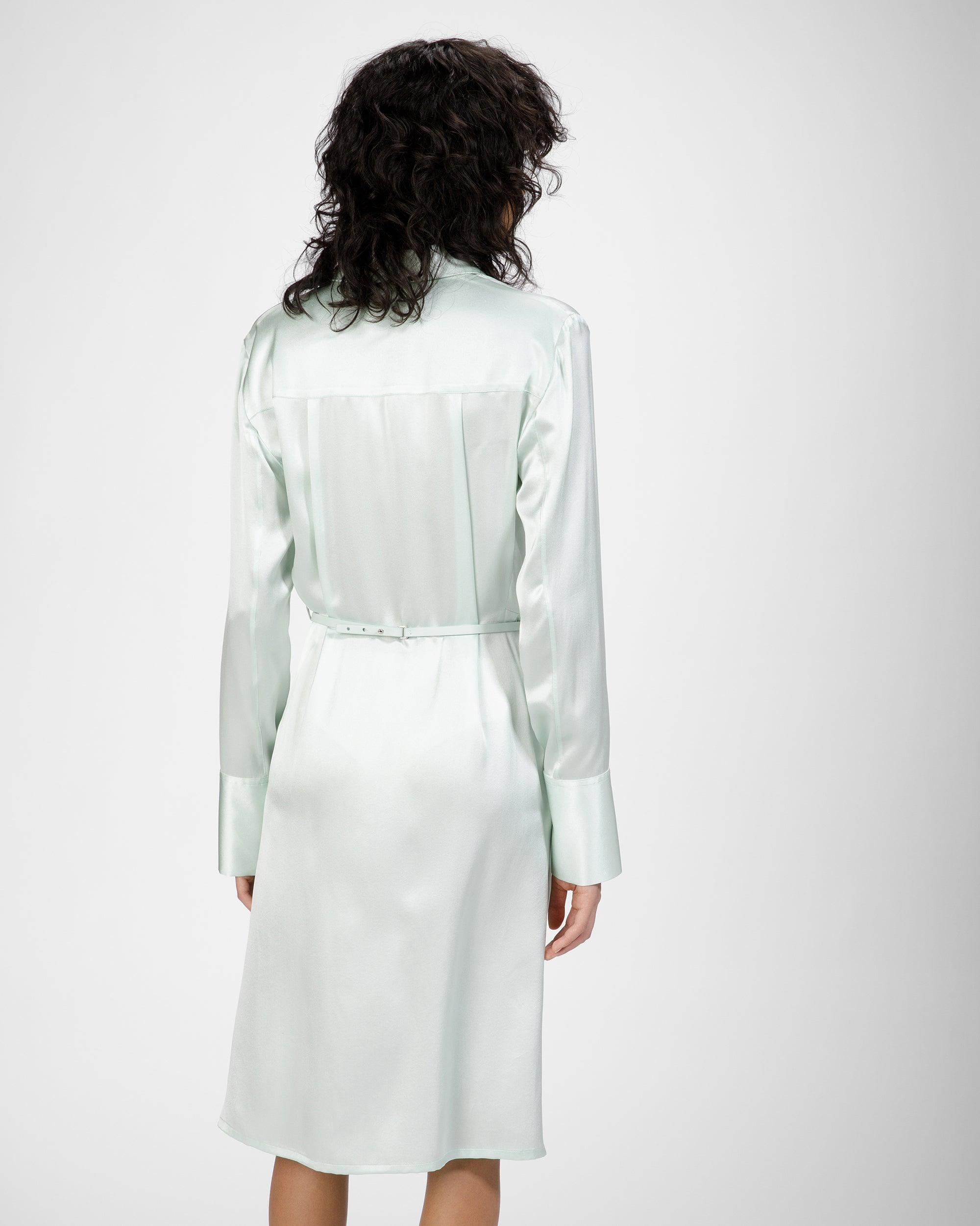 Silk Shirt Dress In Light Blue - Women's - Bally - 02