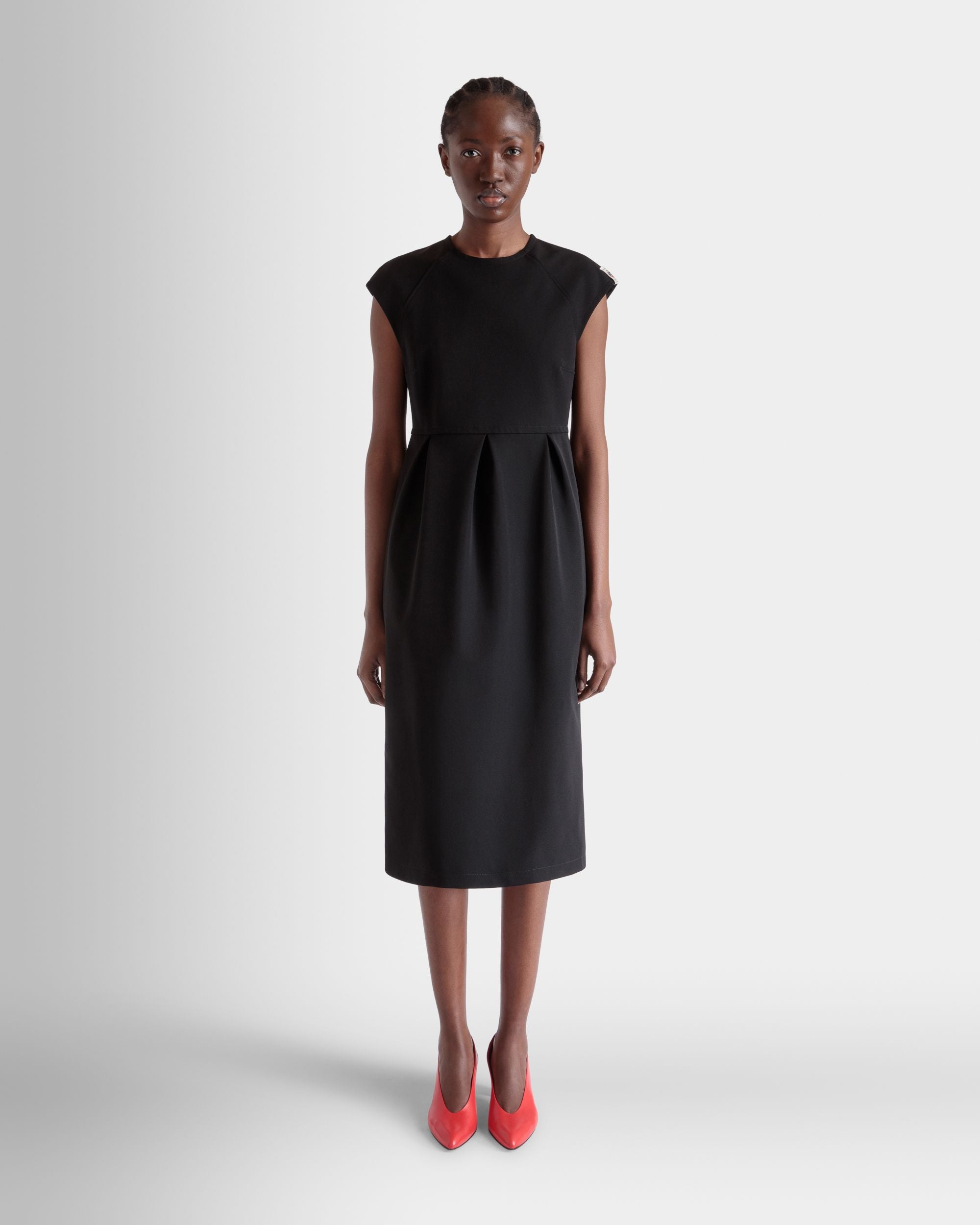 Midi Dress in Black Nylon Gabardine - Women's - Bally - 02