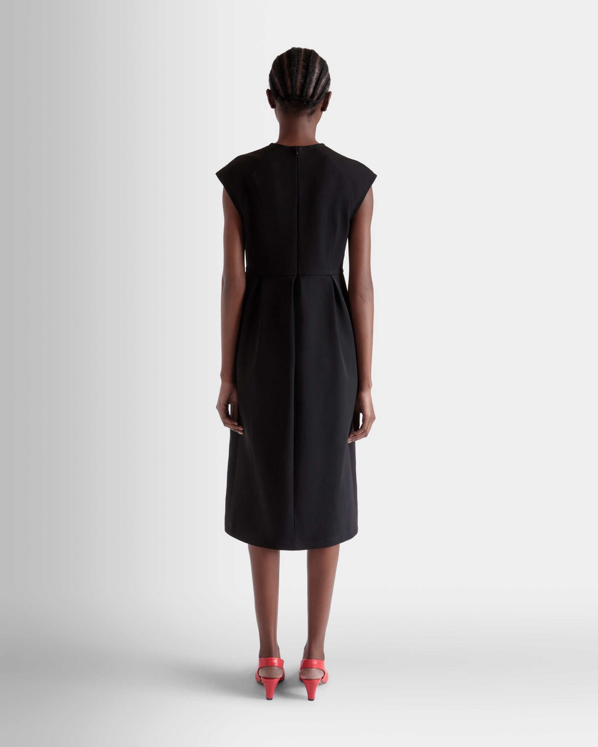 Midi Dress in Black Nylon Gabardine - Women's - Bally - 06
