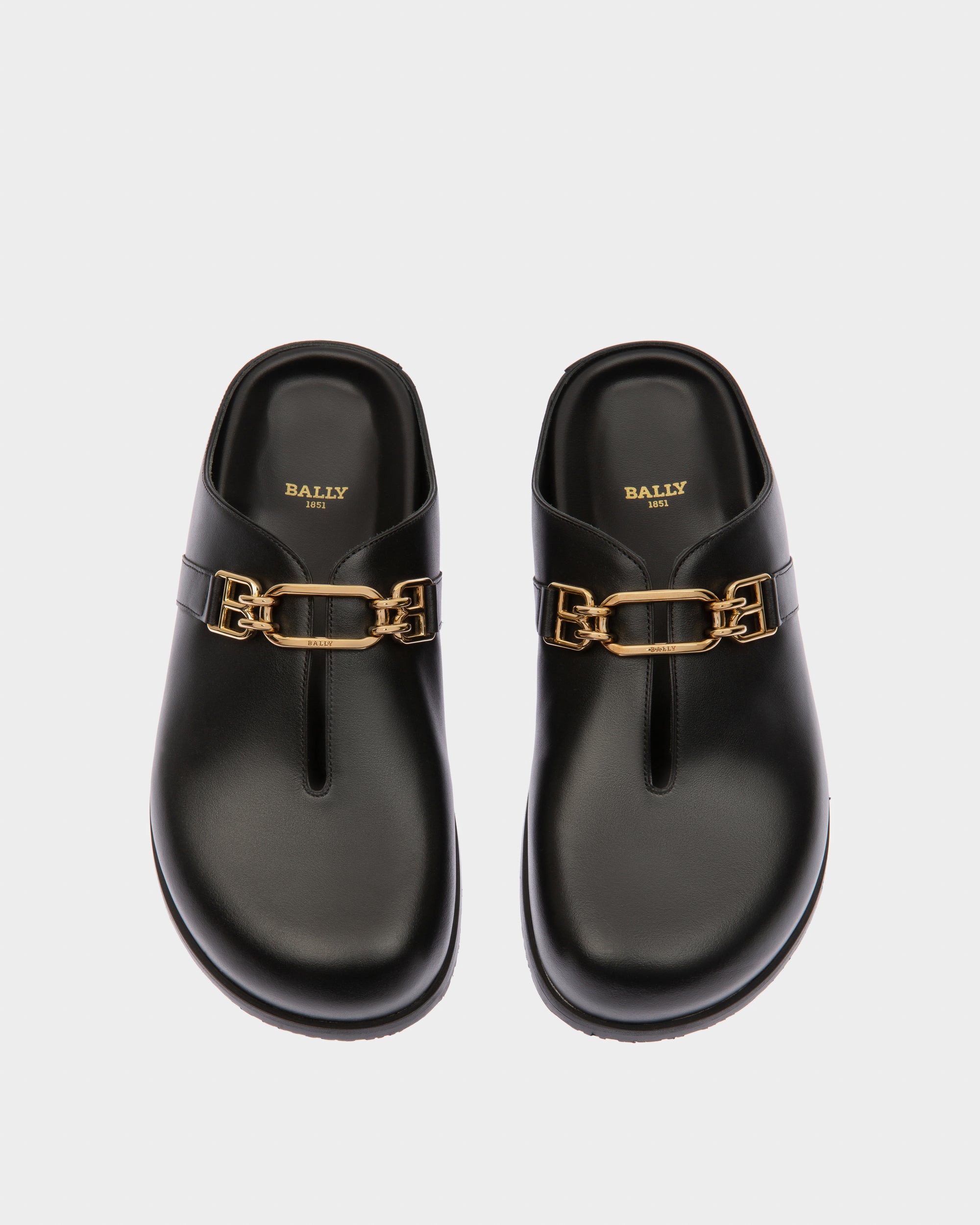 Francine Leather Slippers In Black - Women's - Bally - 02