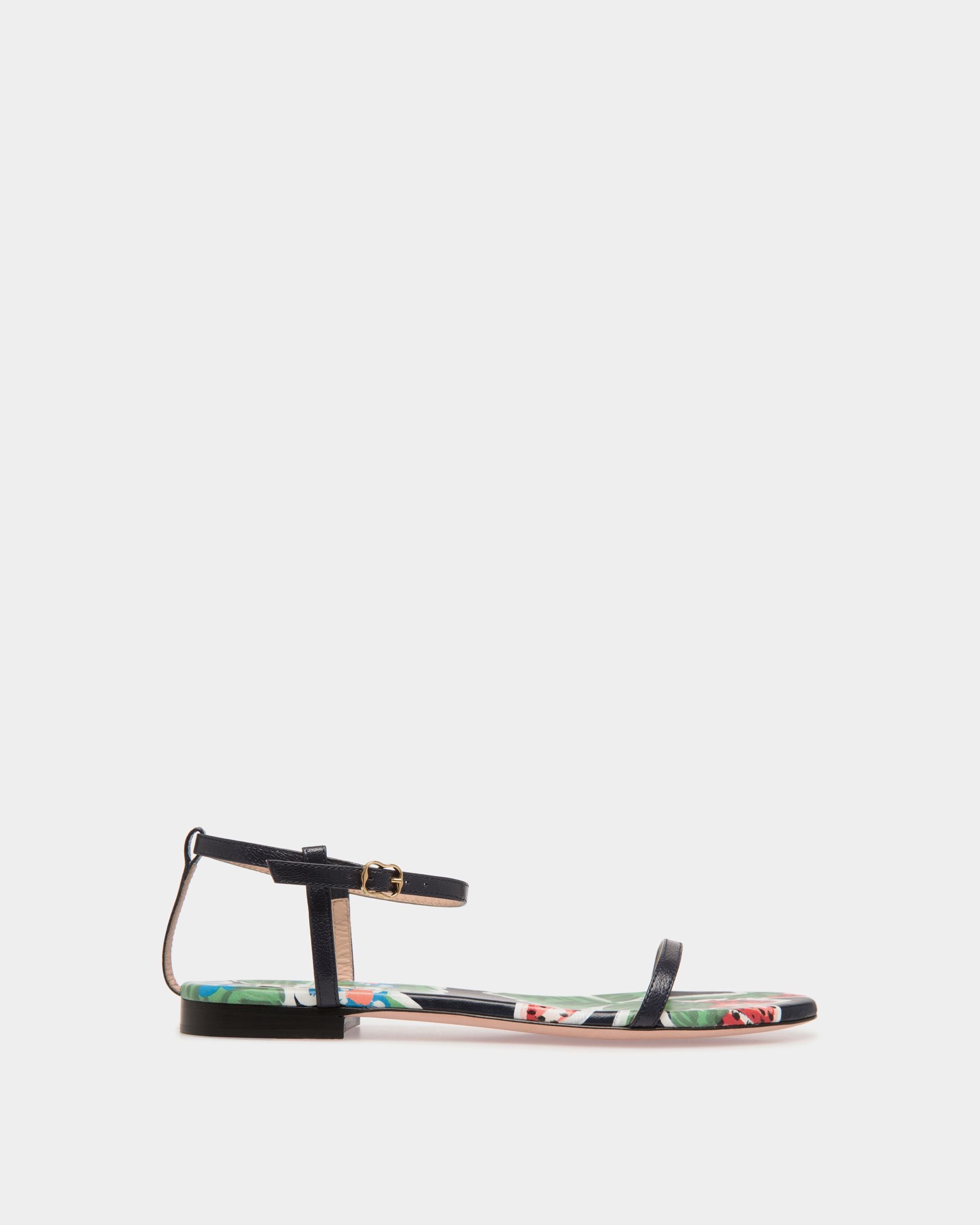 Katy Flat Sandal in Strawberry Print Brushed Leather - Women's - Bally - 01