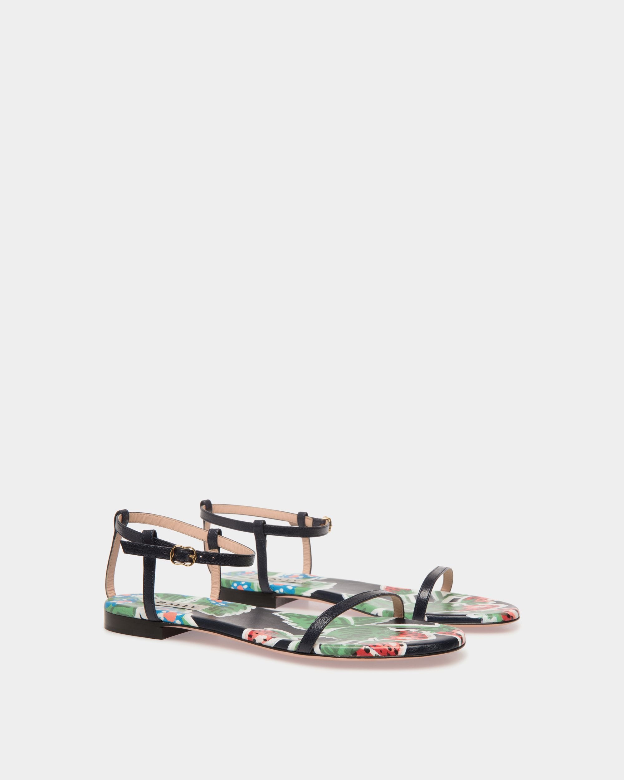 Katy Flat Sandal in Strawberry Print Brushed Leather - Women's - Bally - 03
