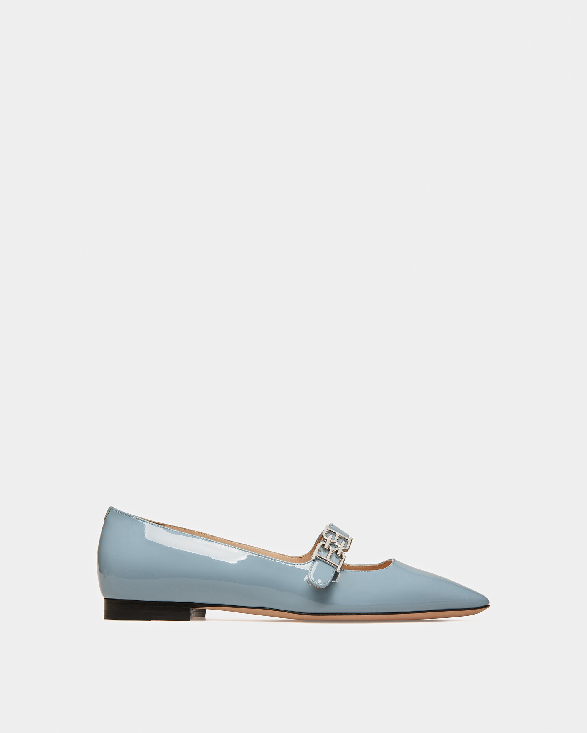 Elis Leather Flat Pumps In Light Blue - Women's - Bally - 01
