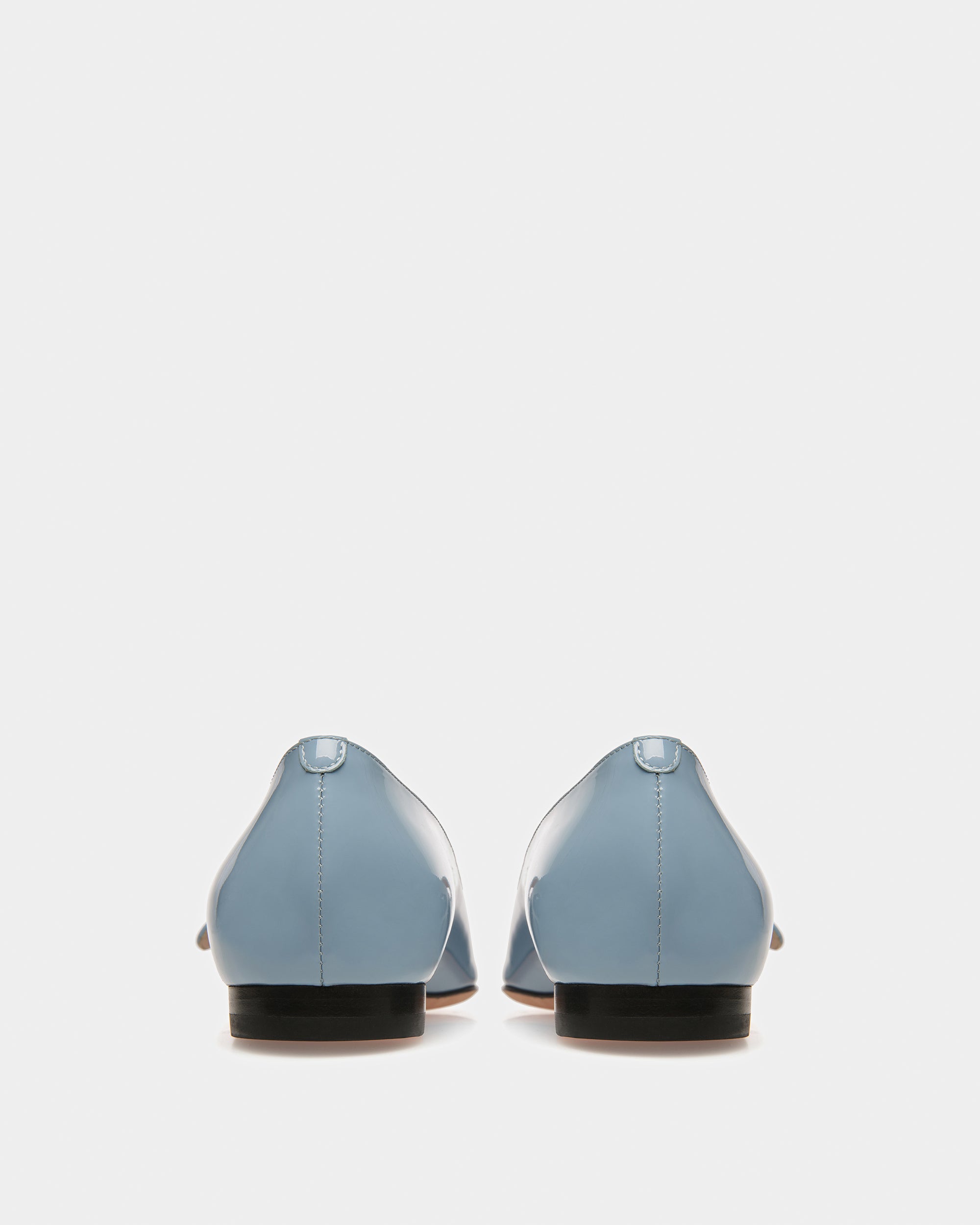 Elis Leather Flat Pumps In Light Blue - Women's - Bally - 04