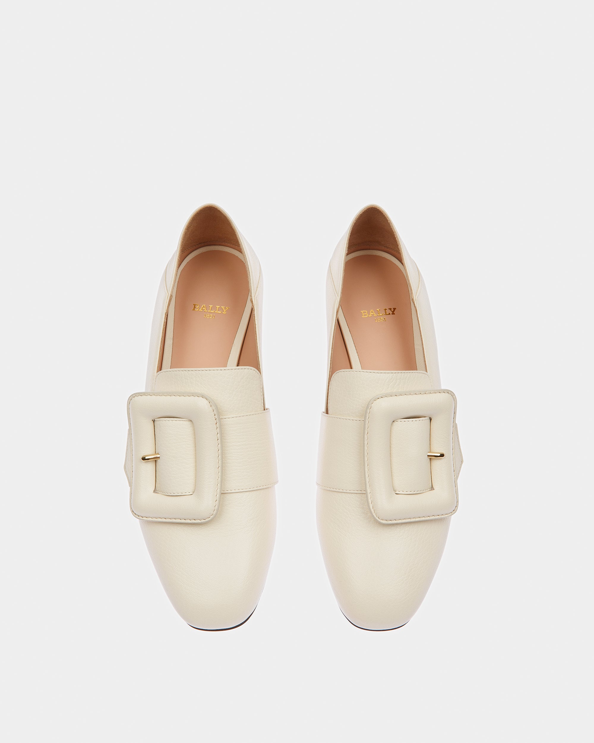 Janelle Leather Loafers In Bone - Women's - Bally - 02