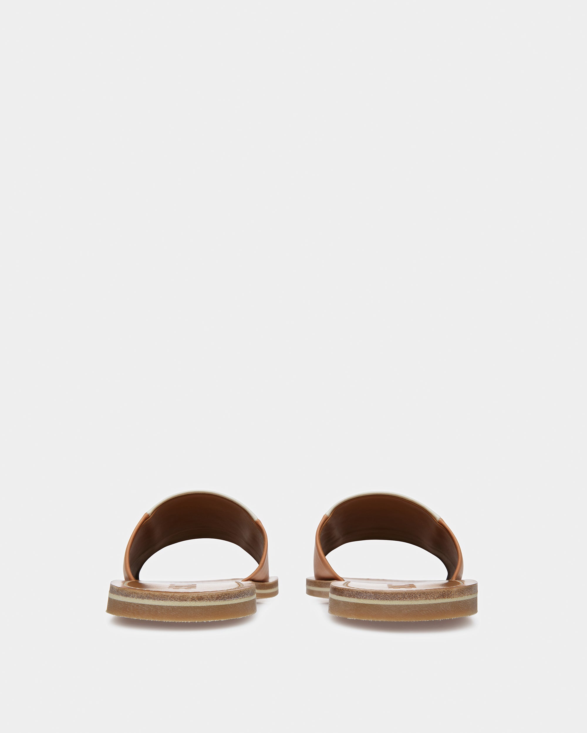 Bianka Leather Slides In Peach And Bone - Women's - Bally - 04
