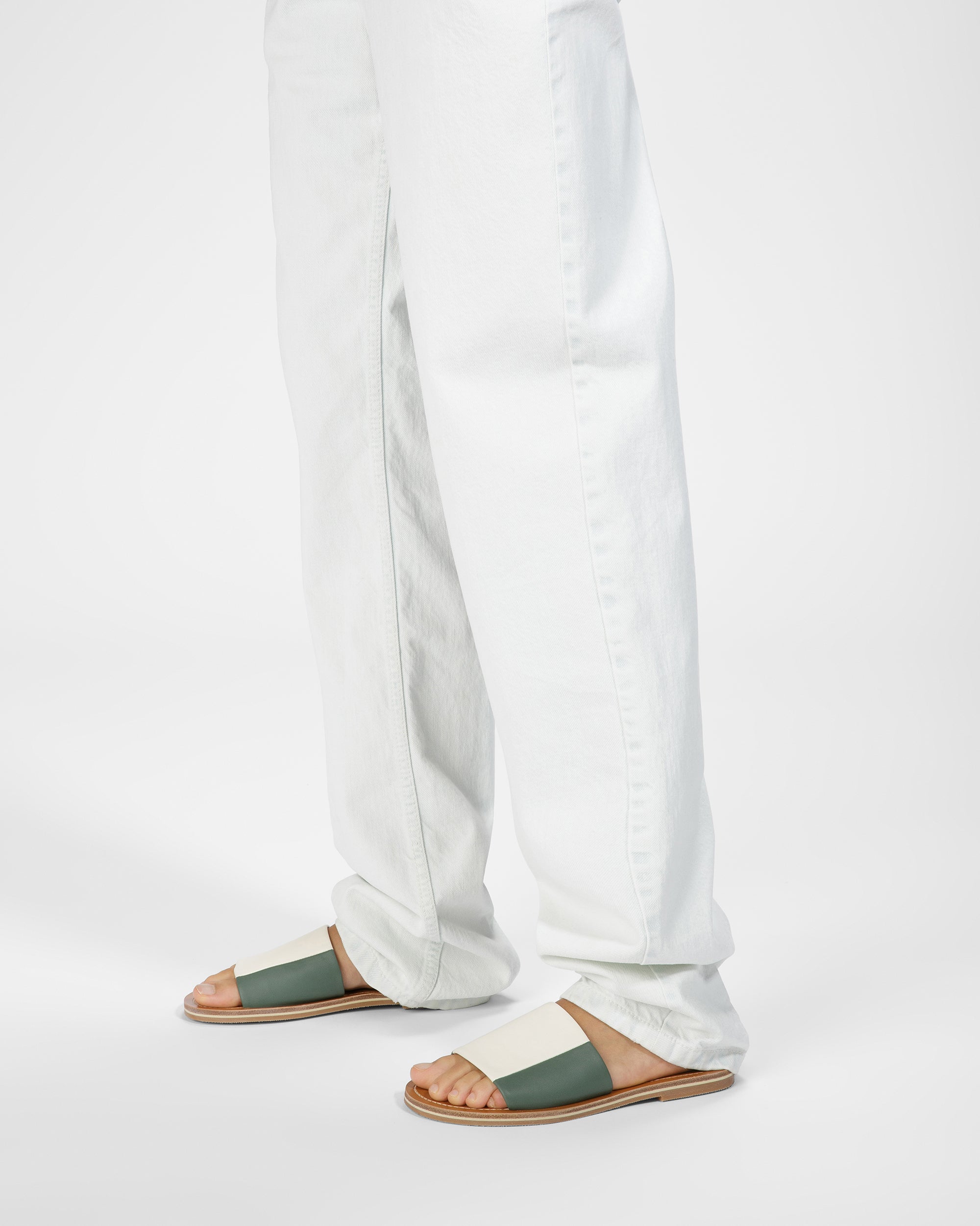 Bianka Leather Slides In Sage And Bone - Women's - Bally - 06
