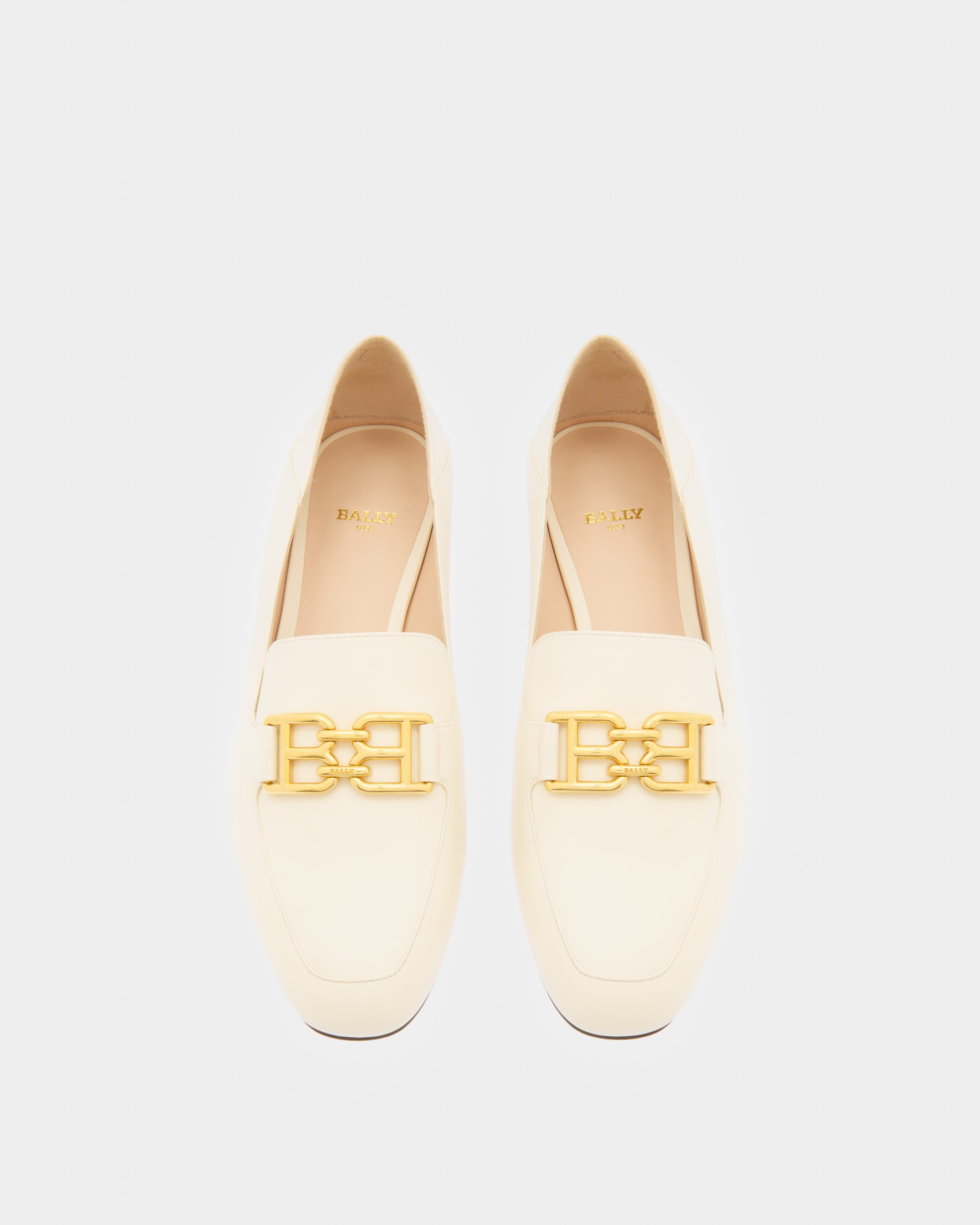 Ellah Flat Leather Loafers In Bone - Women's - Bally - 02