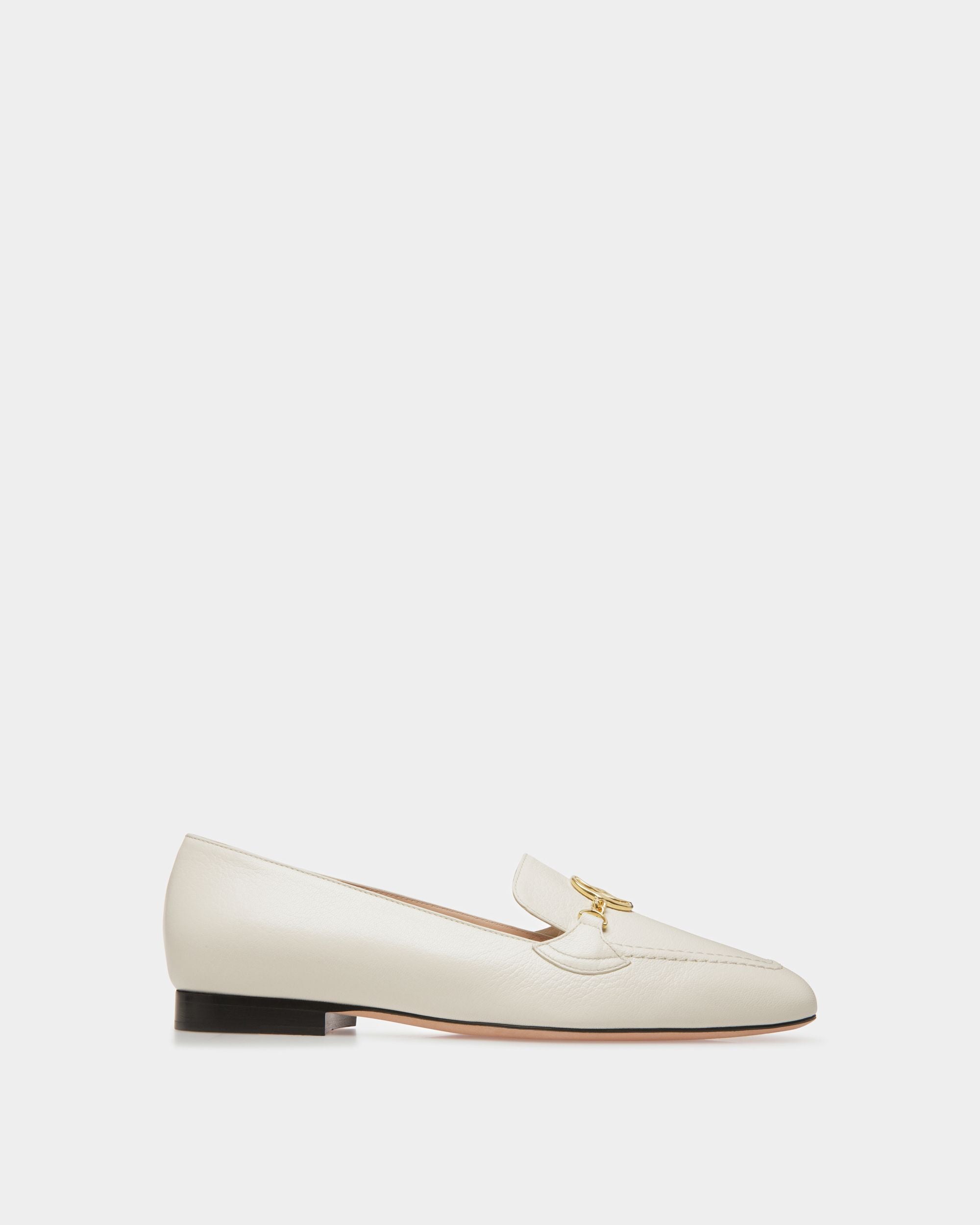 Emblem Loafers In Bone Leather - Women's - Bally - 01