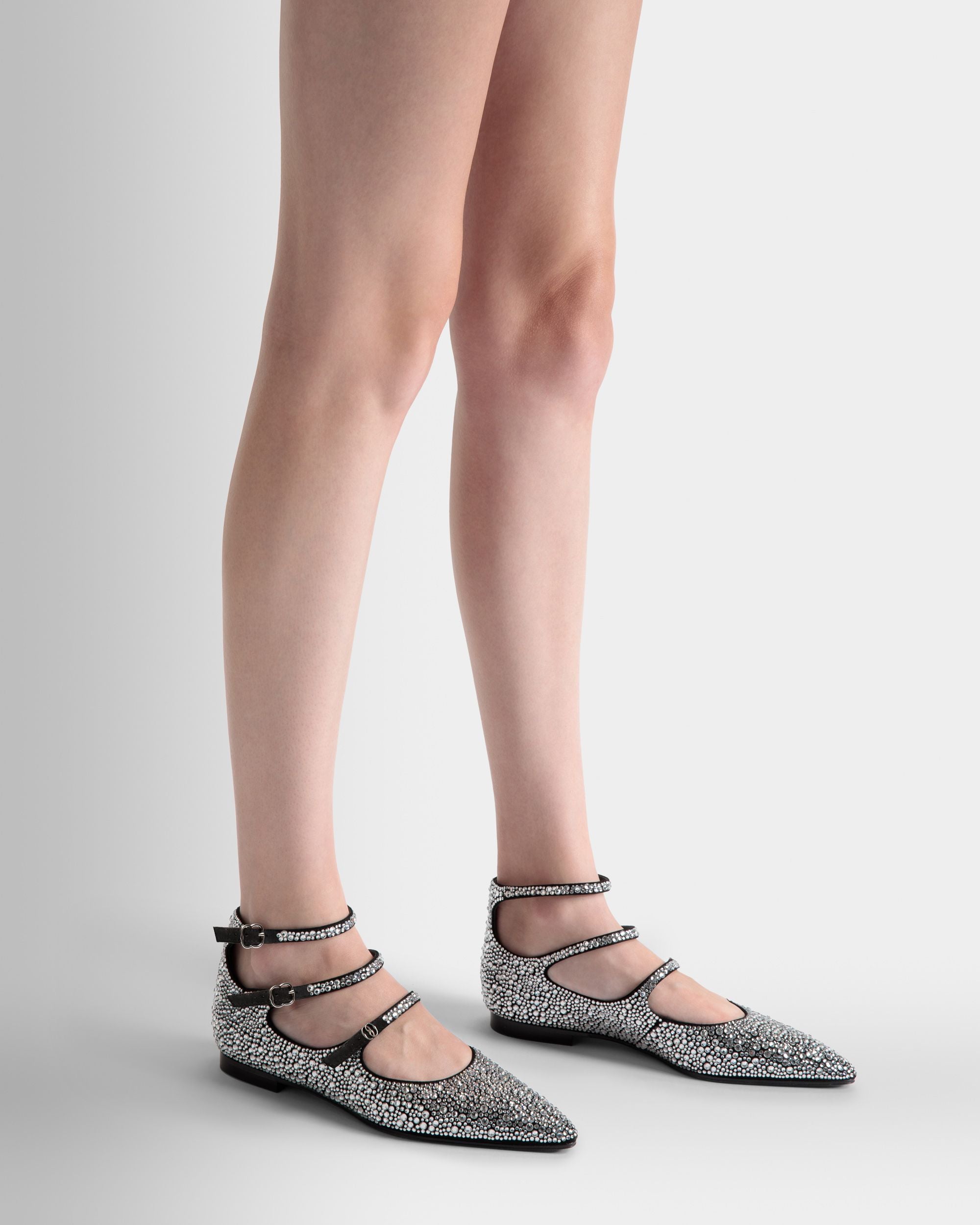 Marilou Flat Pumps In Black Leather And Crystals - Women's - Bally - 02