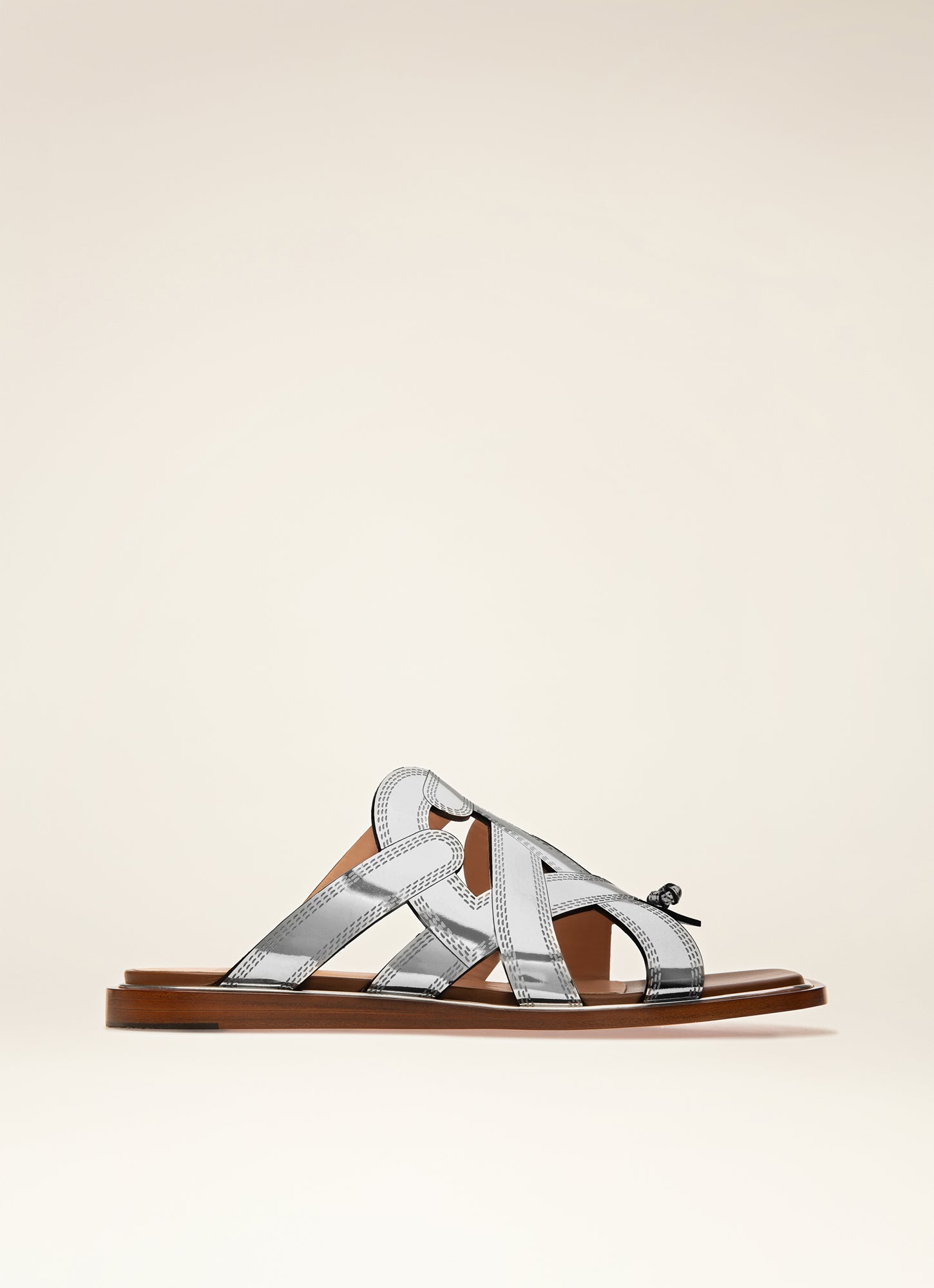 Glada Leather Flat Sandals In Silver - Women's - Bally - 01