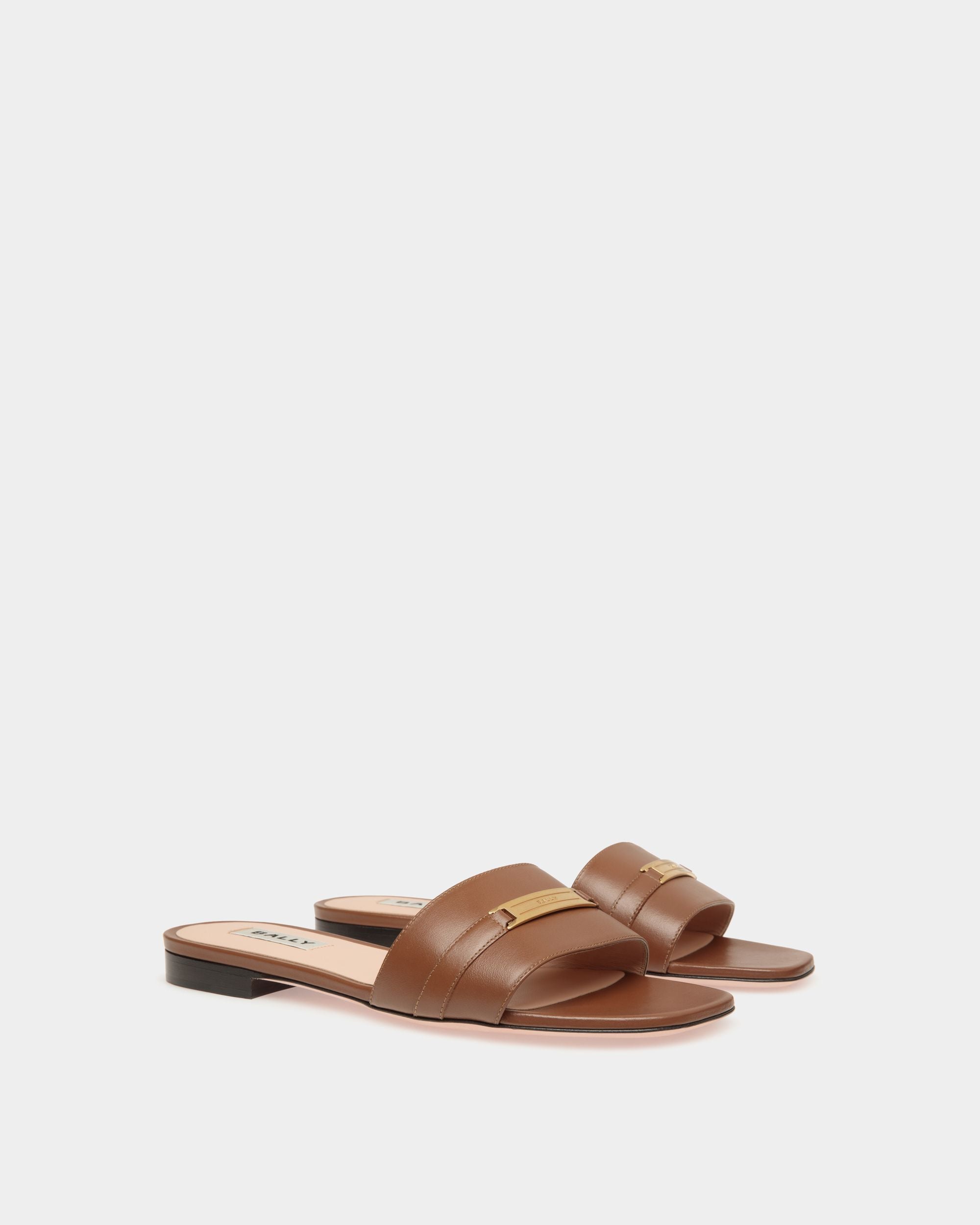 Deco Flat Sandal in Brown Leather - Women's - Bally - 03