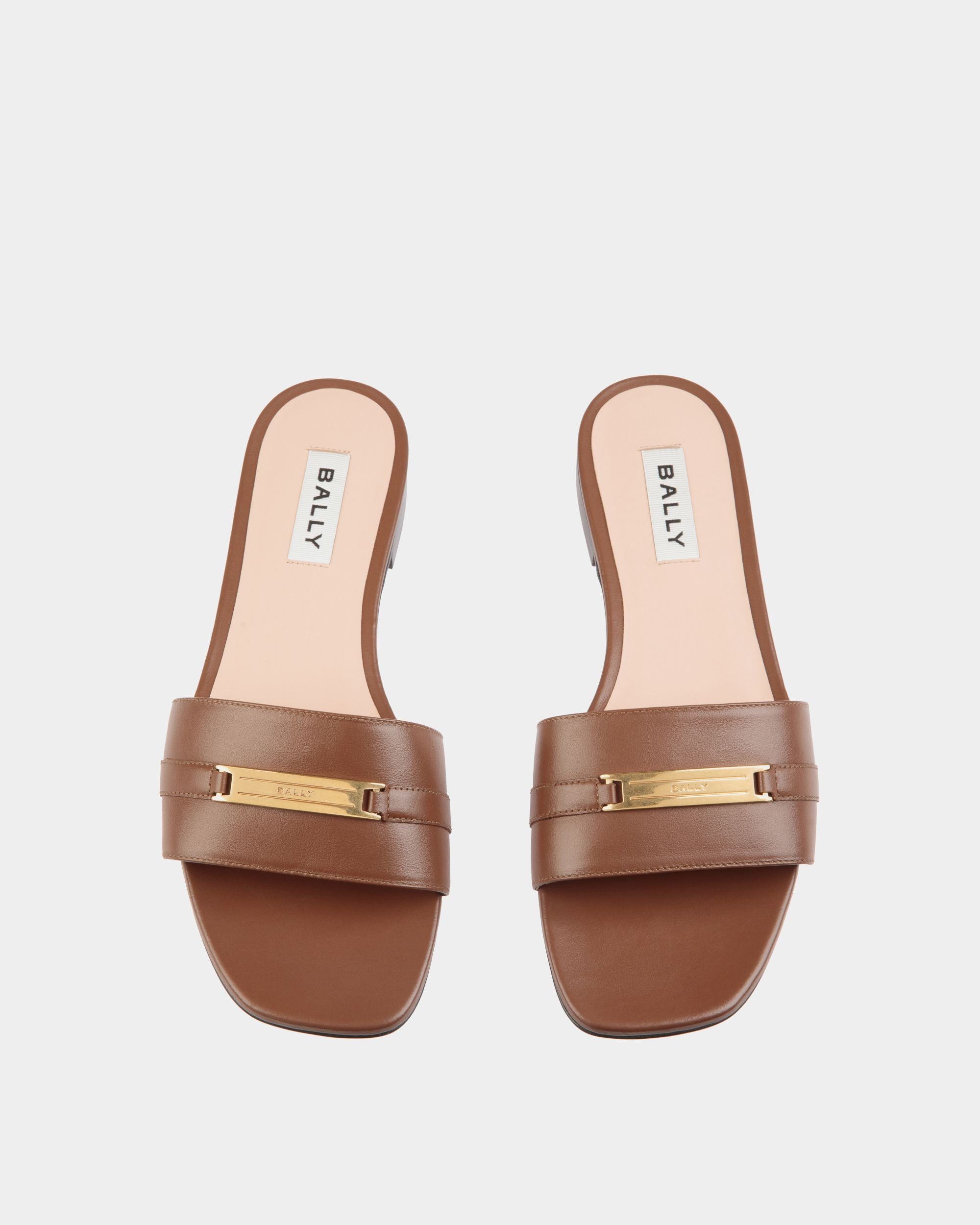 Deco Flat Sandal in Brown Leather - Women's - Bally - 05