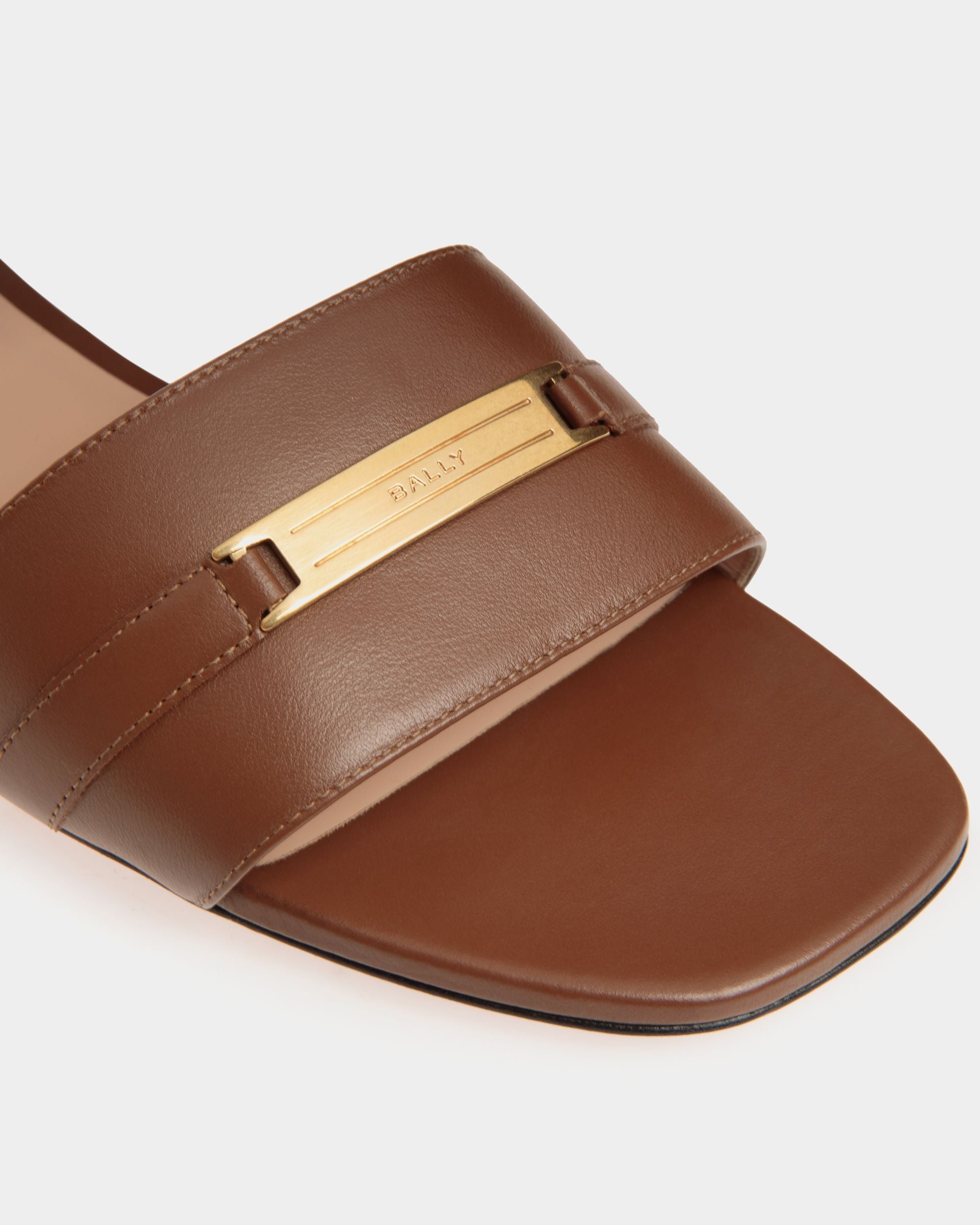 Deco Flat Sandal in Brown Leather - Women's - Bally - 06