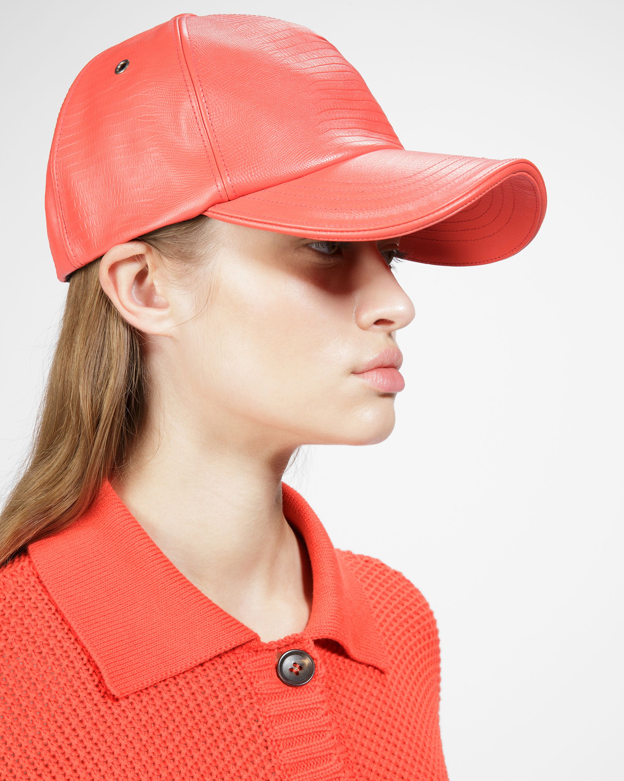 Leather Baseball Cap - Women's - Bally - 02