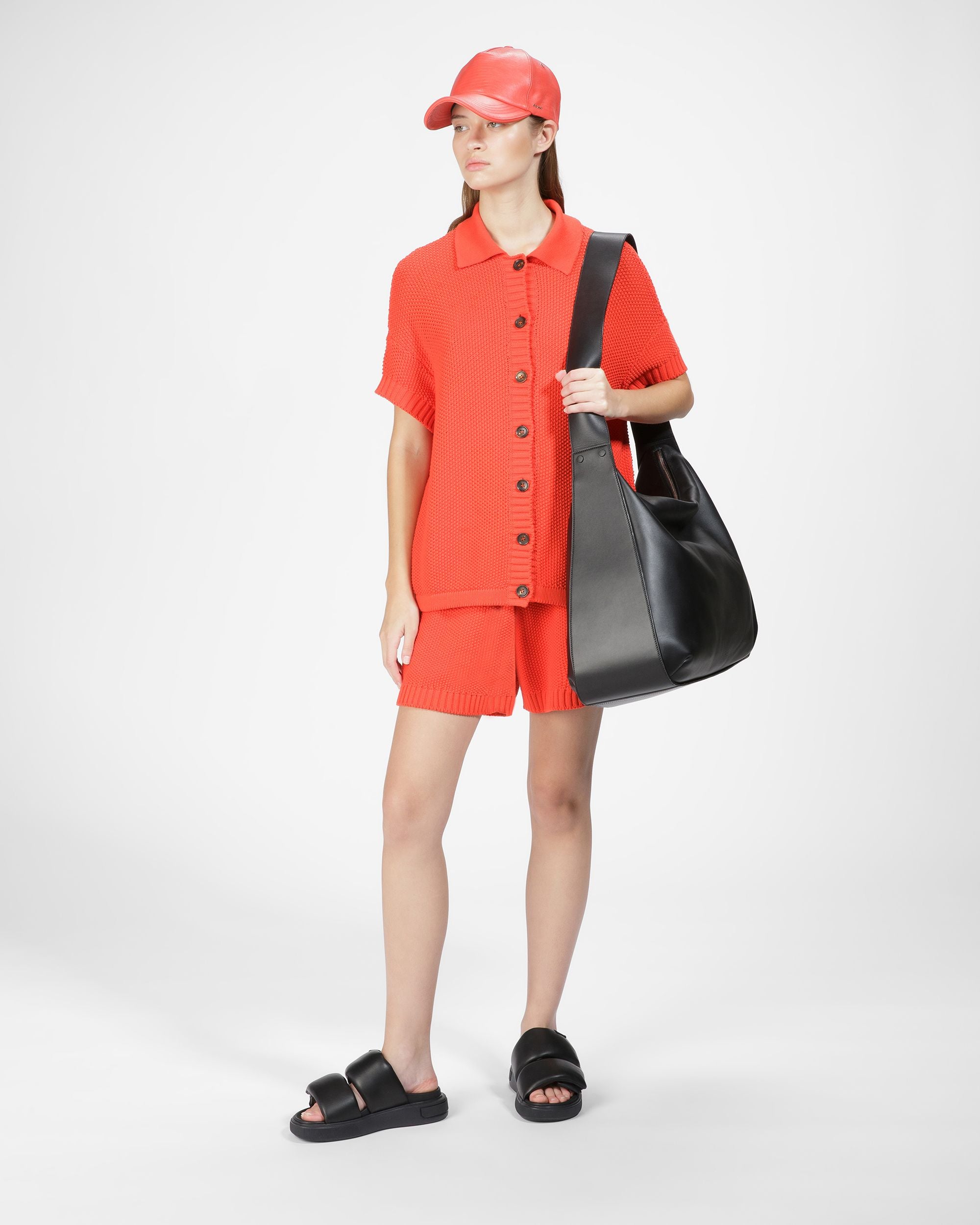 Leather Baseball Cap - Women's - Bally - 05