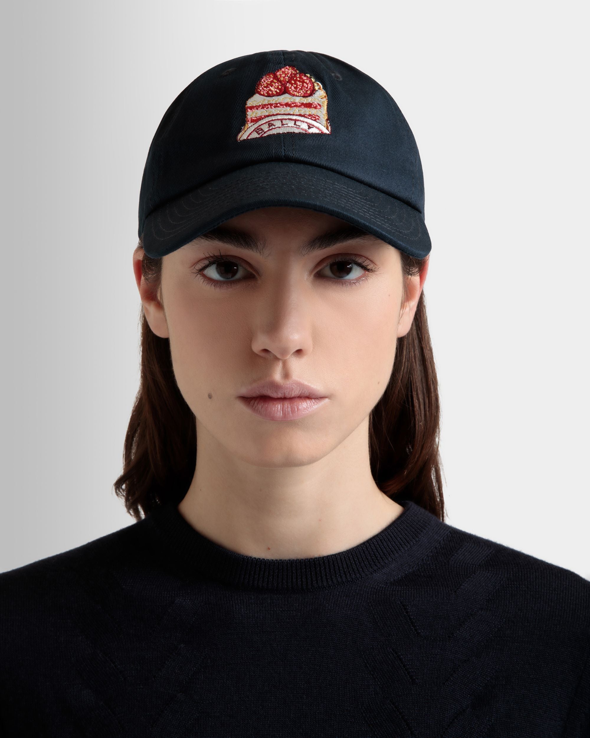 Baseball Hat with Bally Cake in Navy Blue Cotton - Women's - Bally - 05