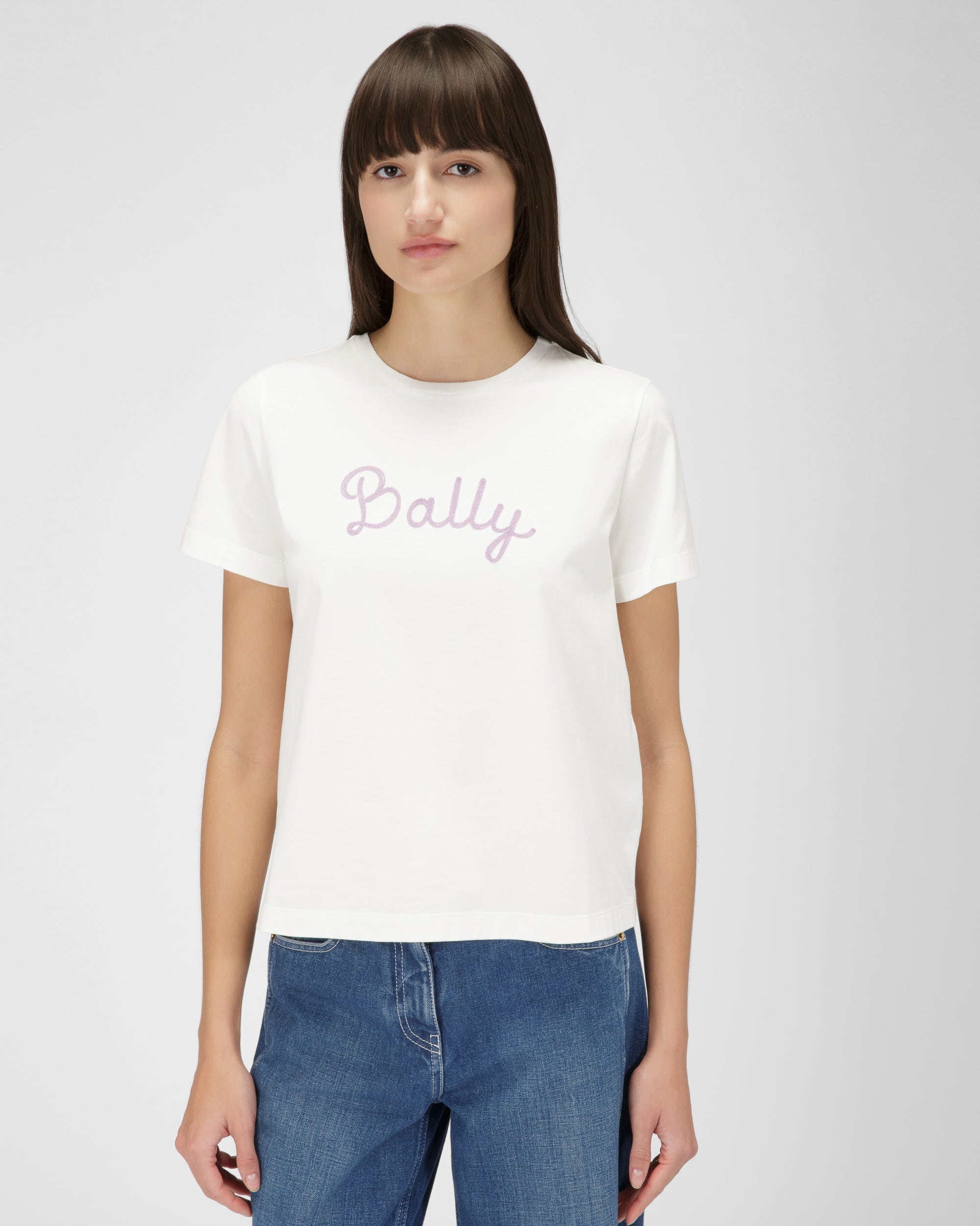 Organic Cotton T-Shirt In Bone - Women's - Bally - 01