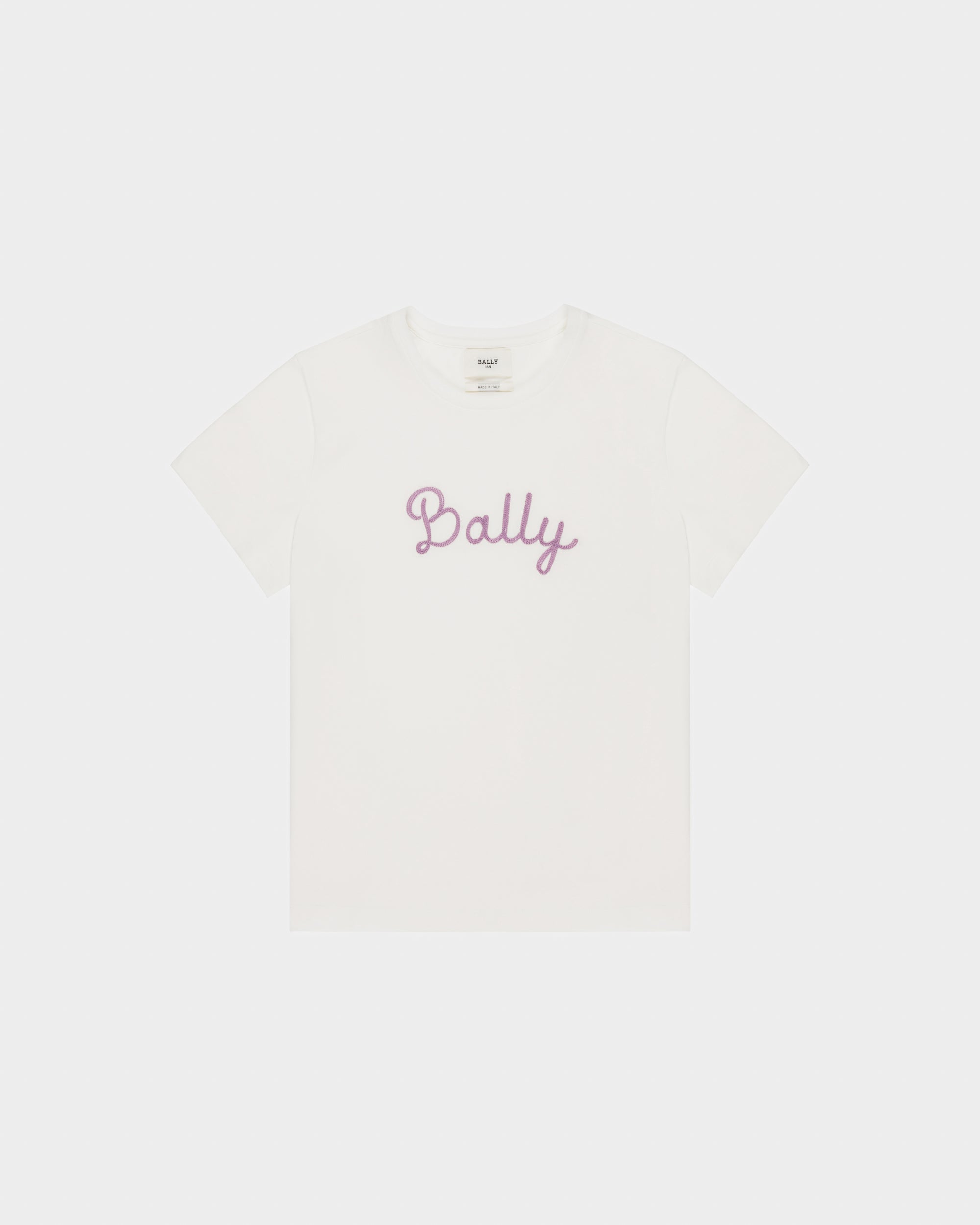 Organic Cotton T-Shirt In Bone - Women's - Bally - 04