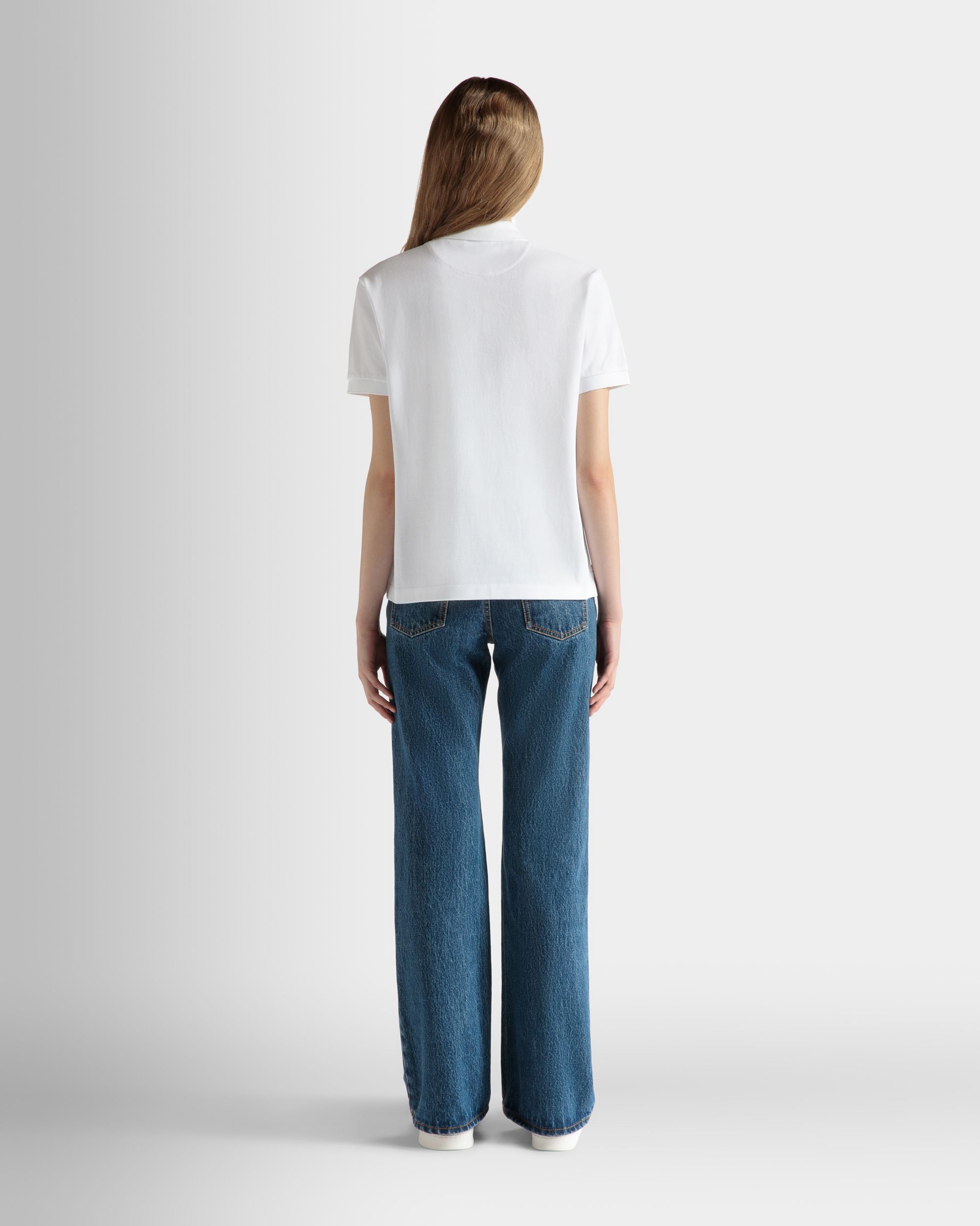 Short Sleeve Polo in White Cotton - Women's - Bally - 06