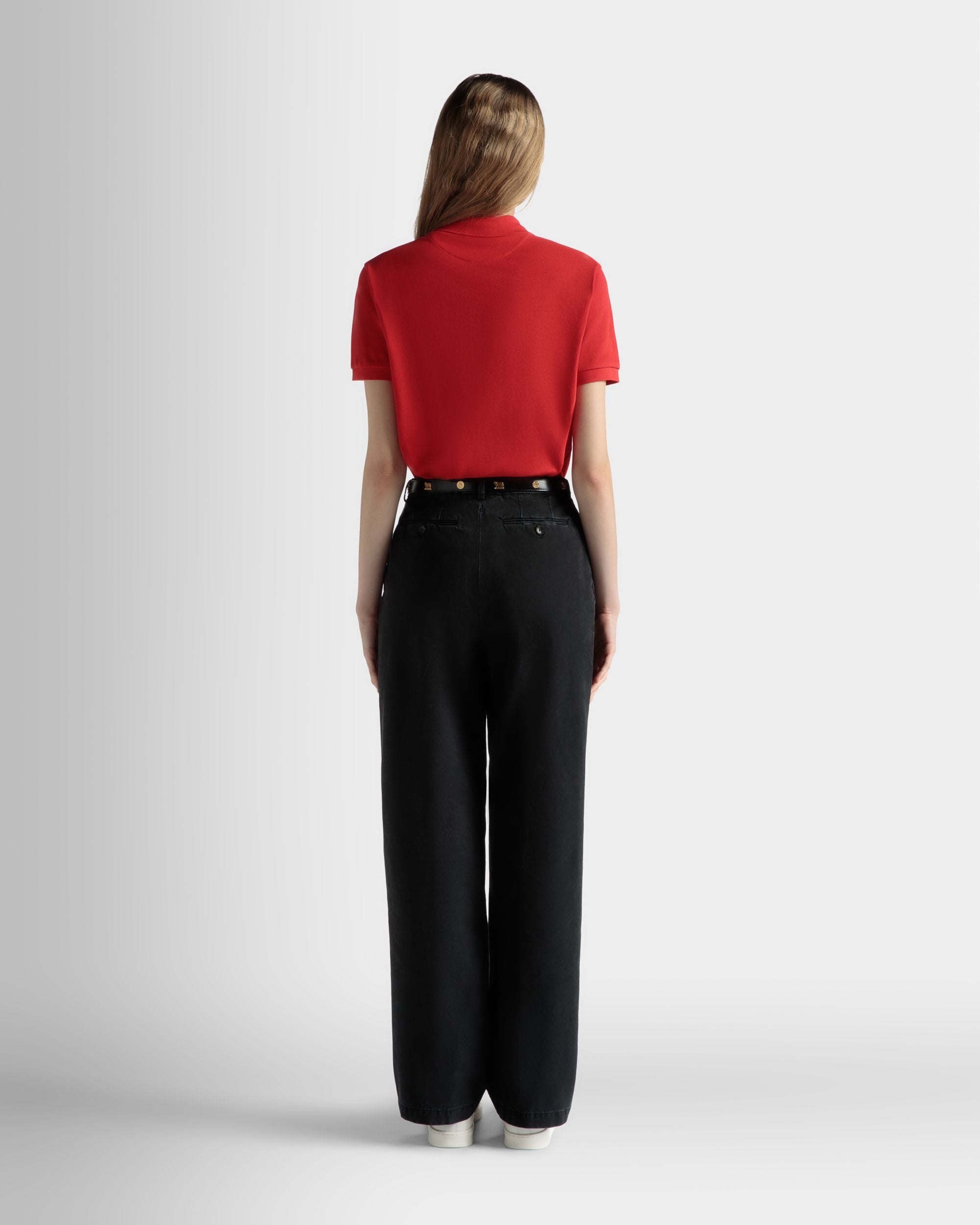 Short Sleeve Polo in Red Cotton - Women's - Bally - 06