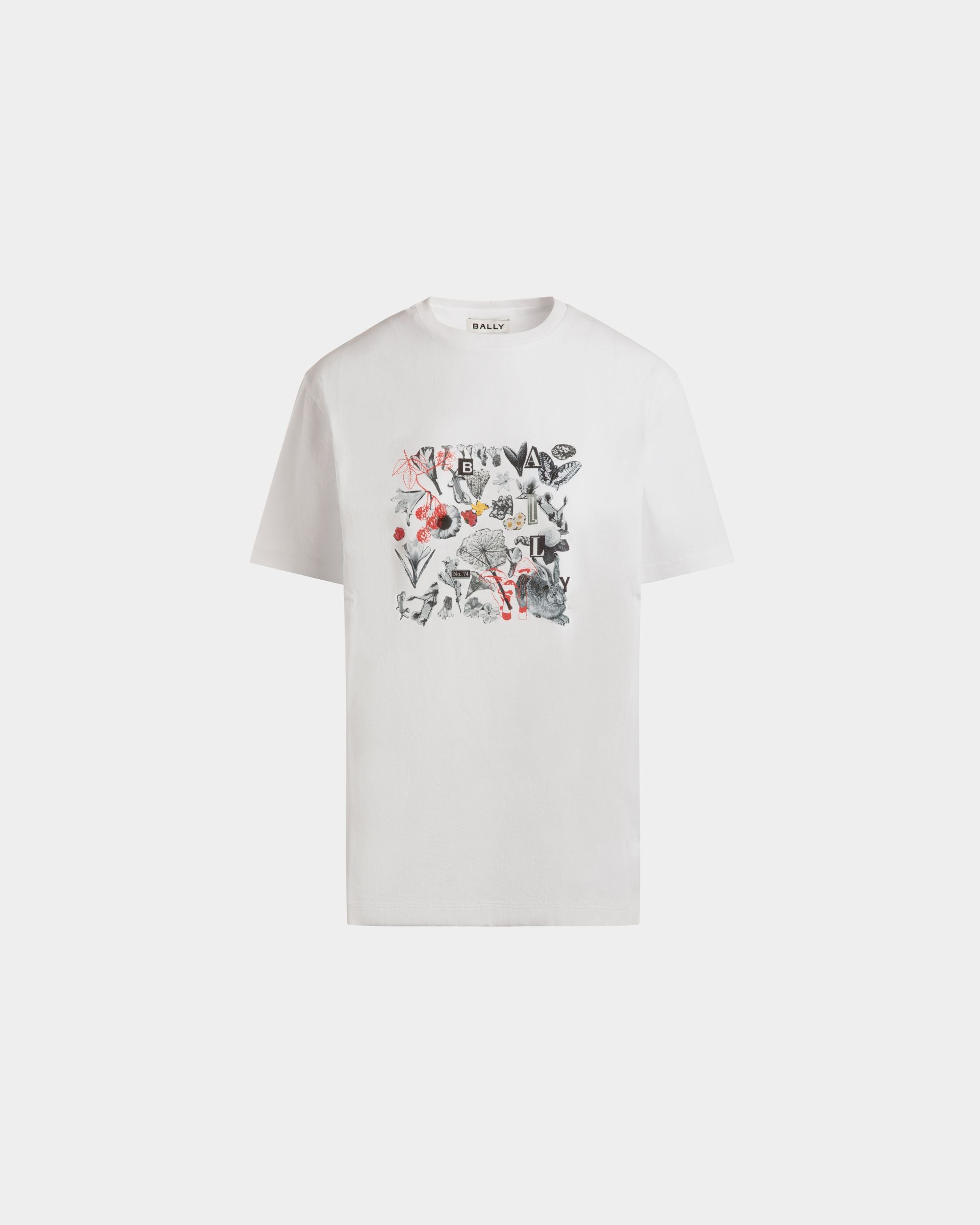 T-Shirt with a Bally Collage Print in White Cotton - Women's - Bally - 01