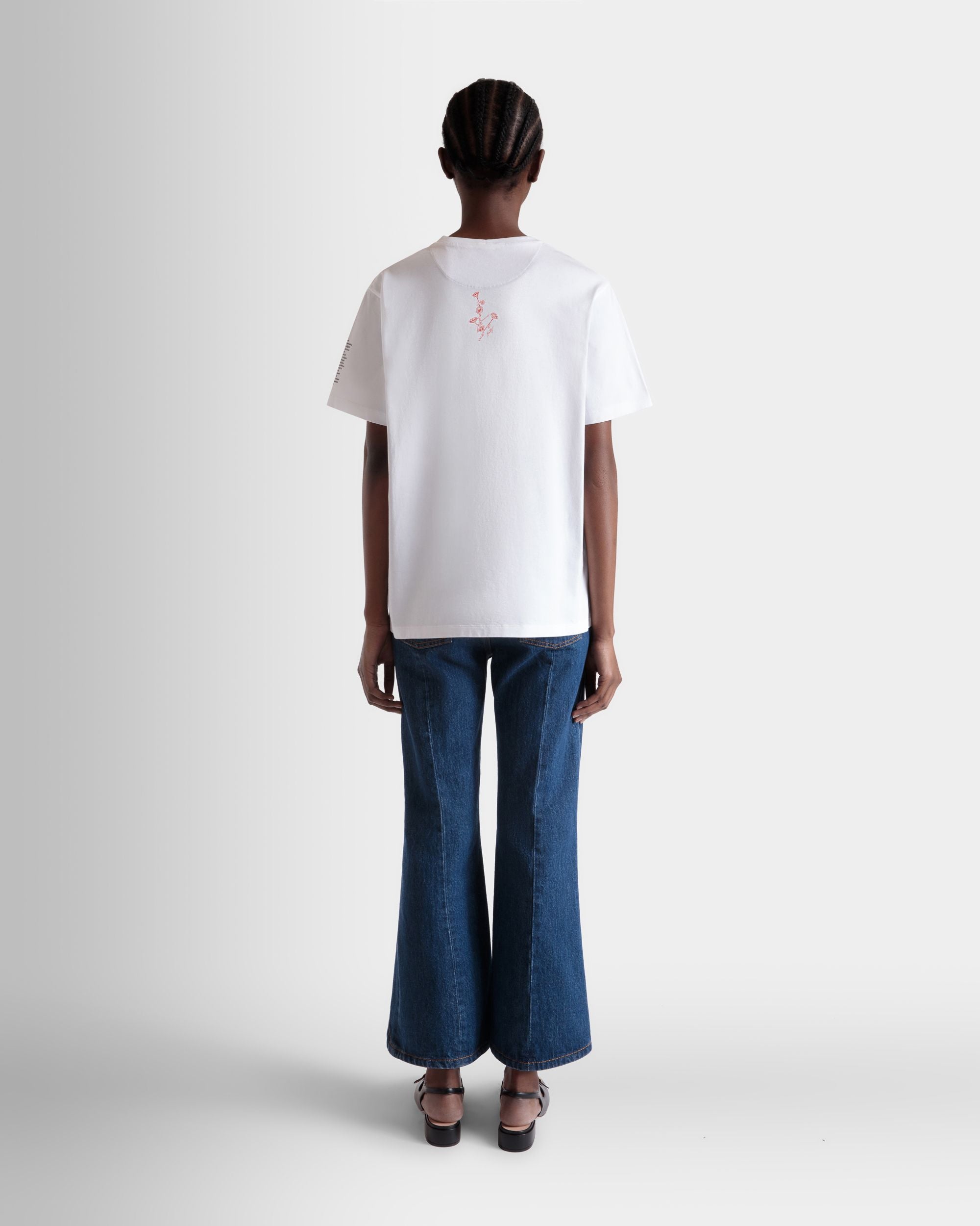 T-Shirt with a Bally Collage Print in White Cotton - Women's - Bally - 06