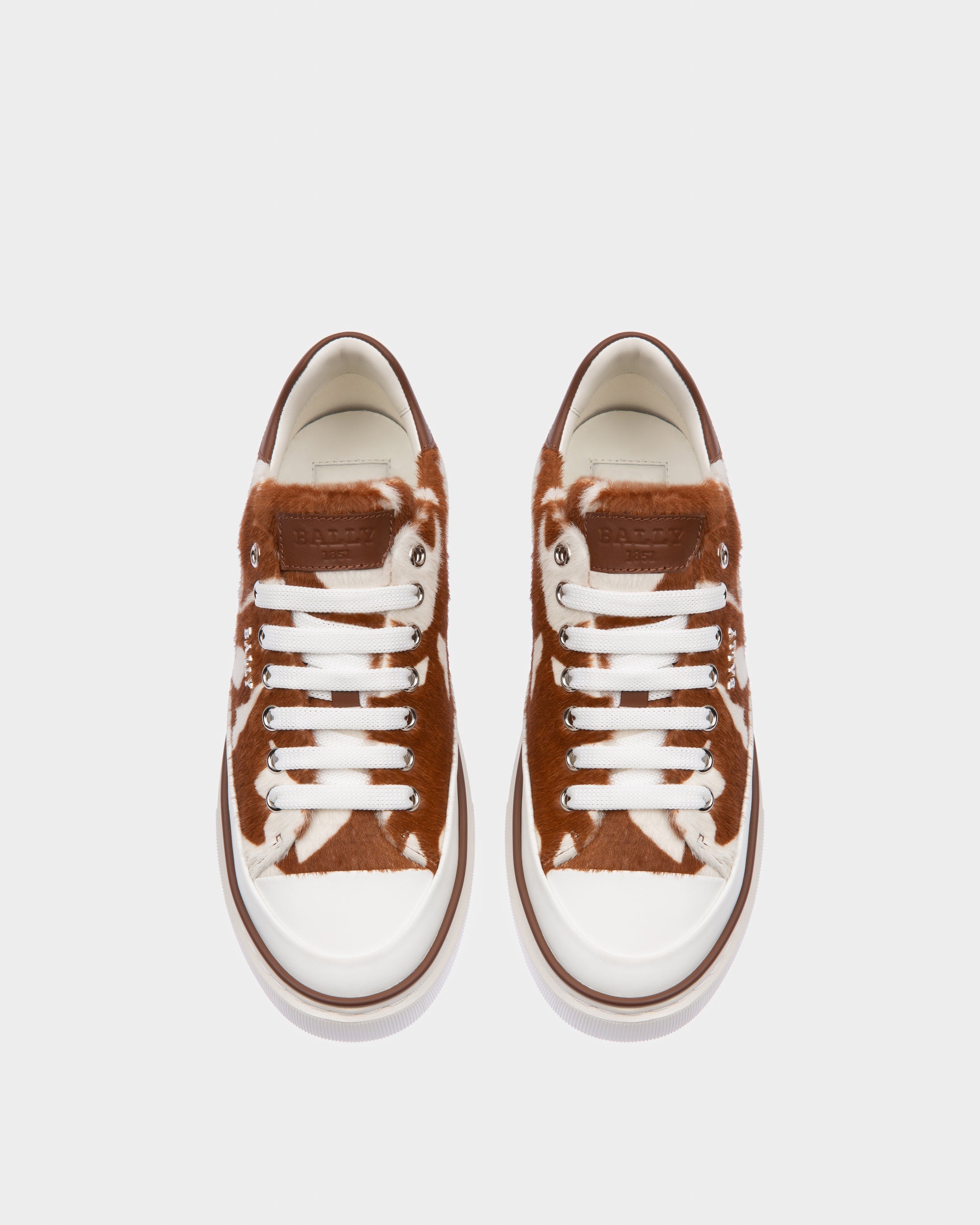 Maily Leather Sneakers In White & Brown - Women's - Bally - 02