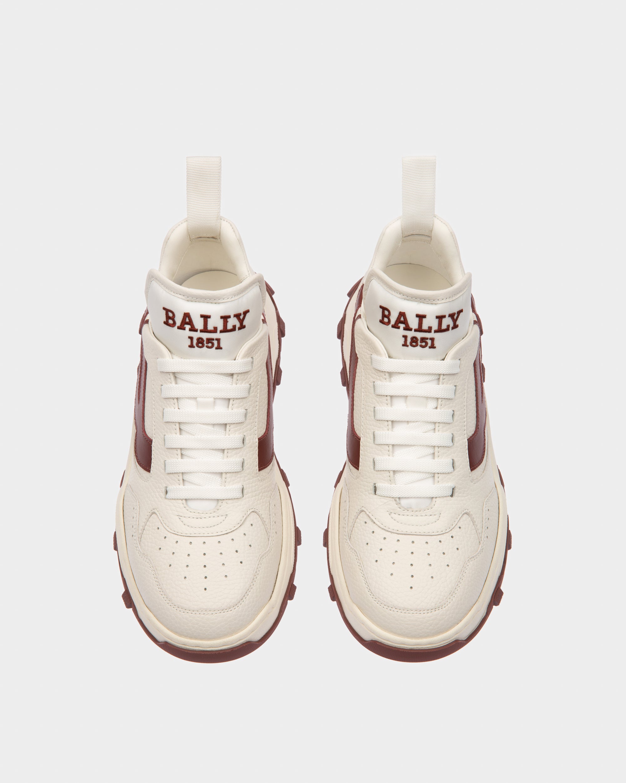 Holden Leather And Fabric Sneakers In White And Heritage Red - Women's - Bally - 02