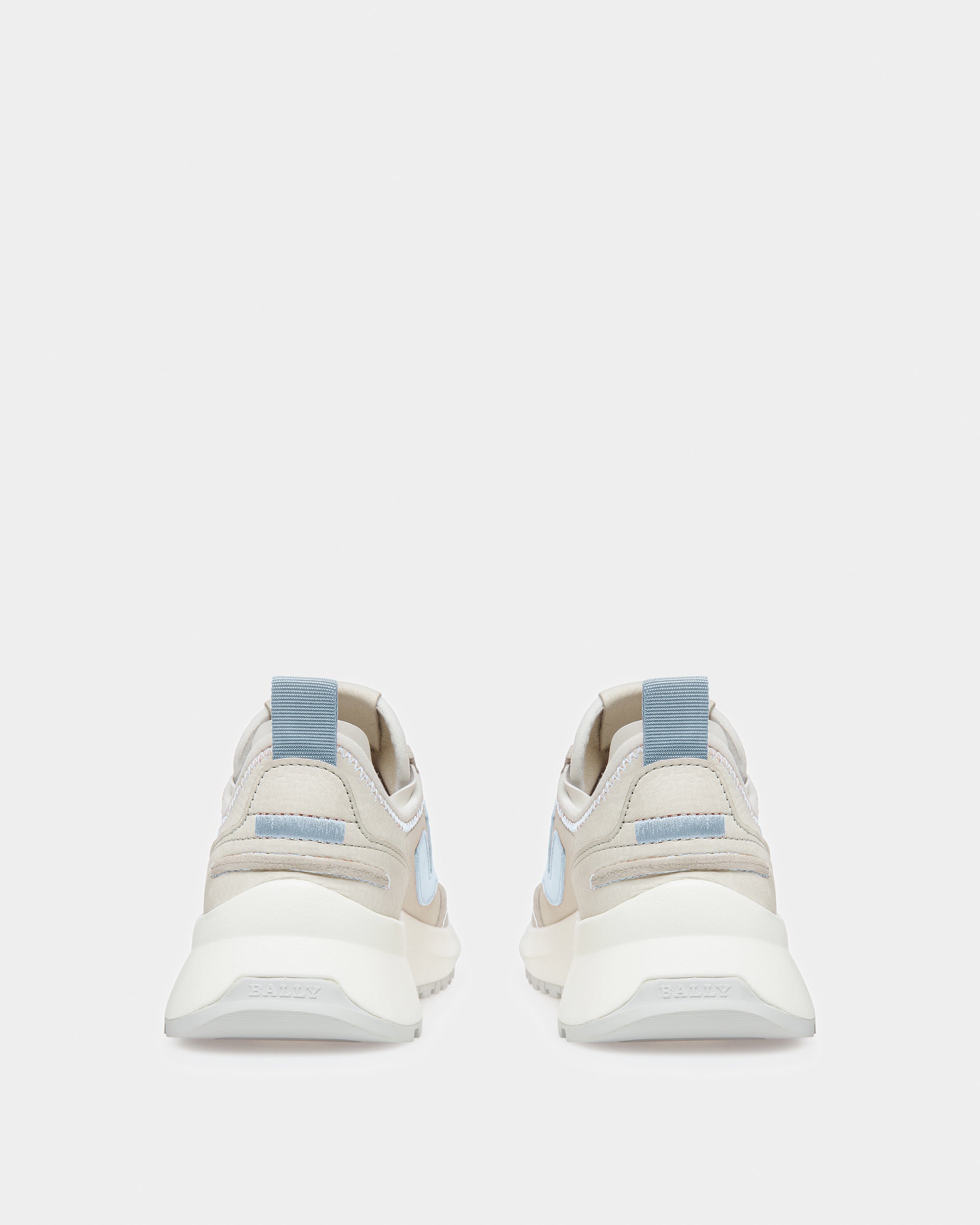Darys Leather Sneakers In Dusty White And Light Blue - Women's - Bally - 02