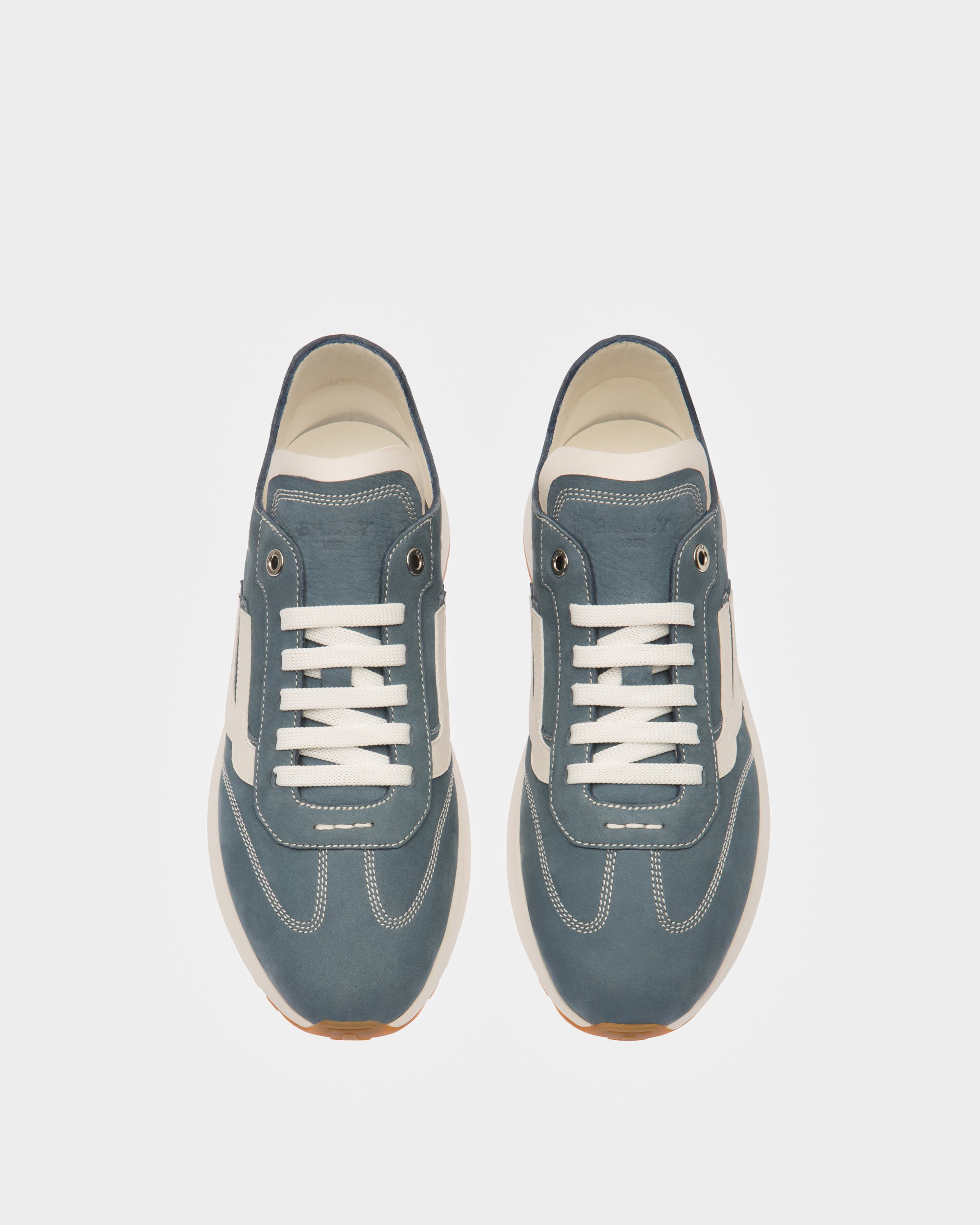 Demyl Leather Sneakers In Blue & White - Women's - Bally - 02