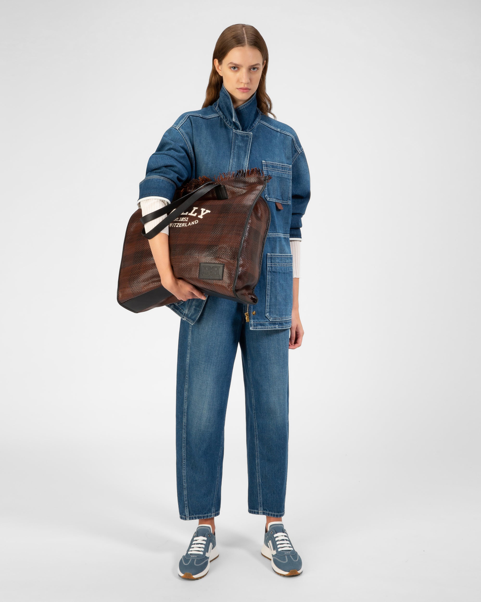 Demyl Leather Sneakers In Blue & White - Women's - Bally - 03