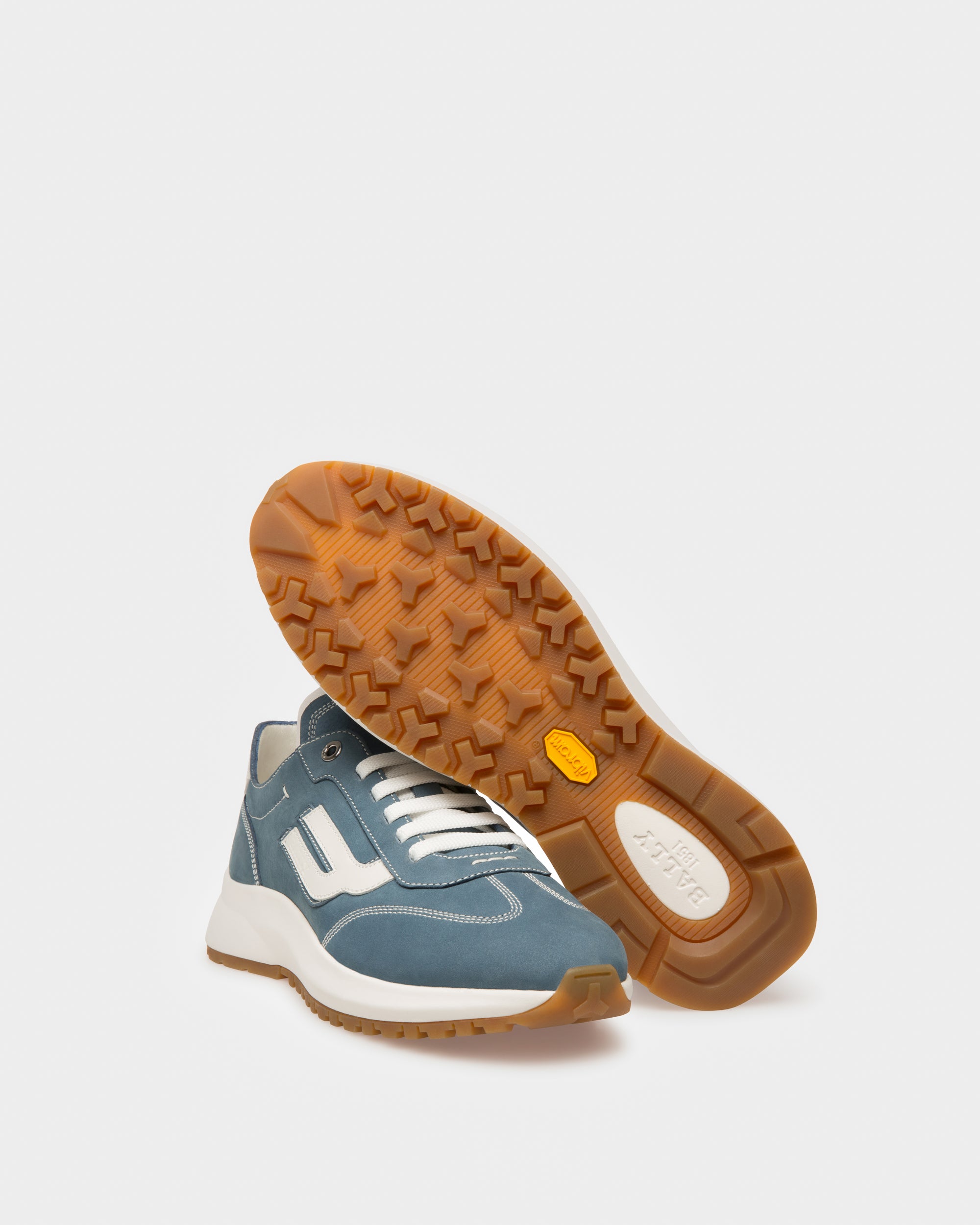 Demyl Leather Sneakers In Blue & White - Women's - Bally - 05