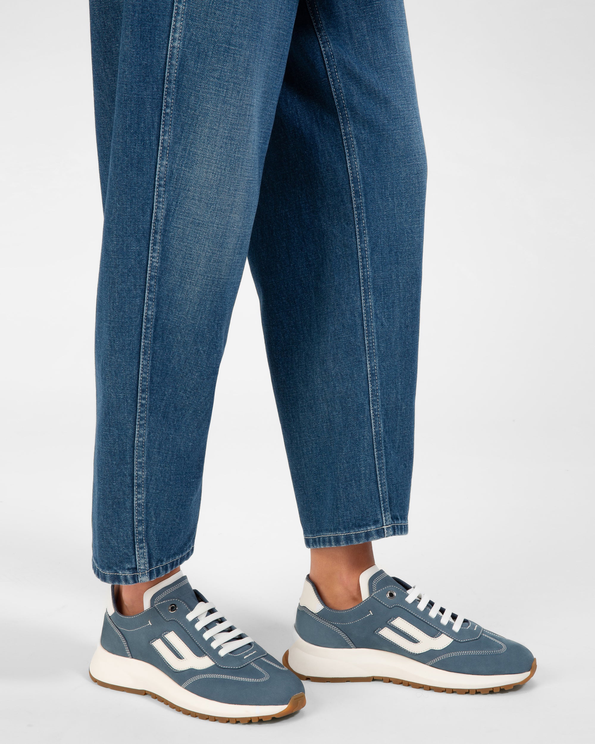 Demyl Leather Sneakers In Blue & White - Women's - Bally - 07