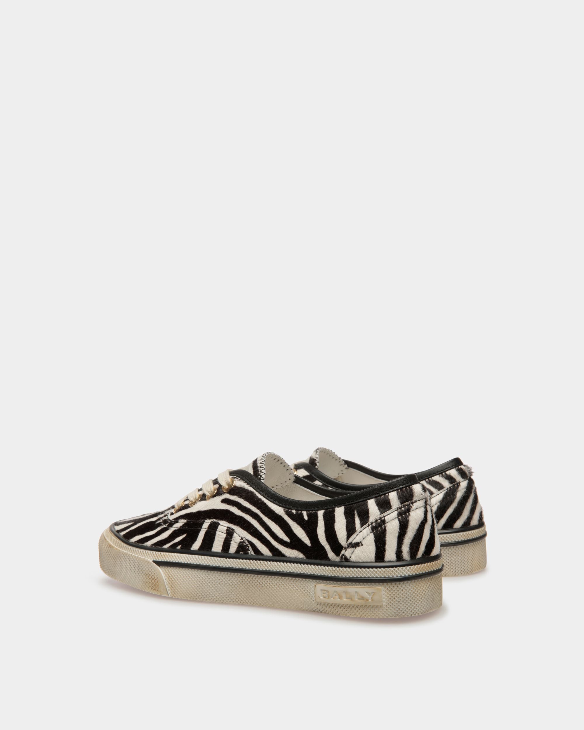 Santa Ana Sneakers In White And Black Haircalf Leather - Women's - Bally - 03