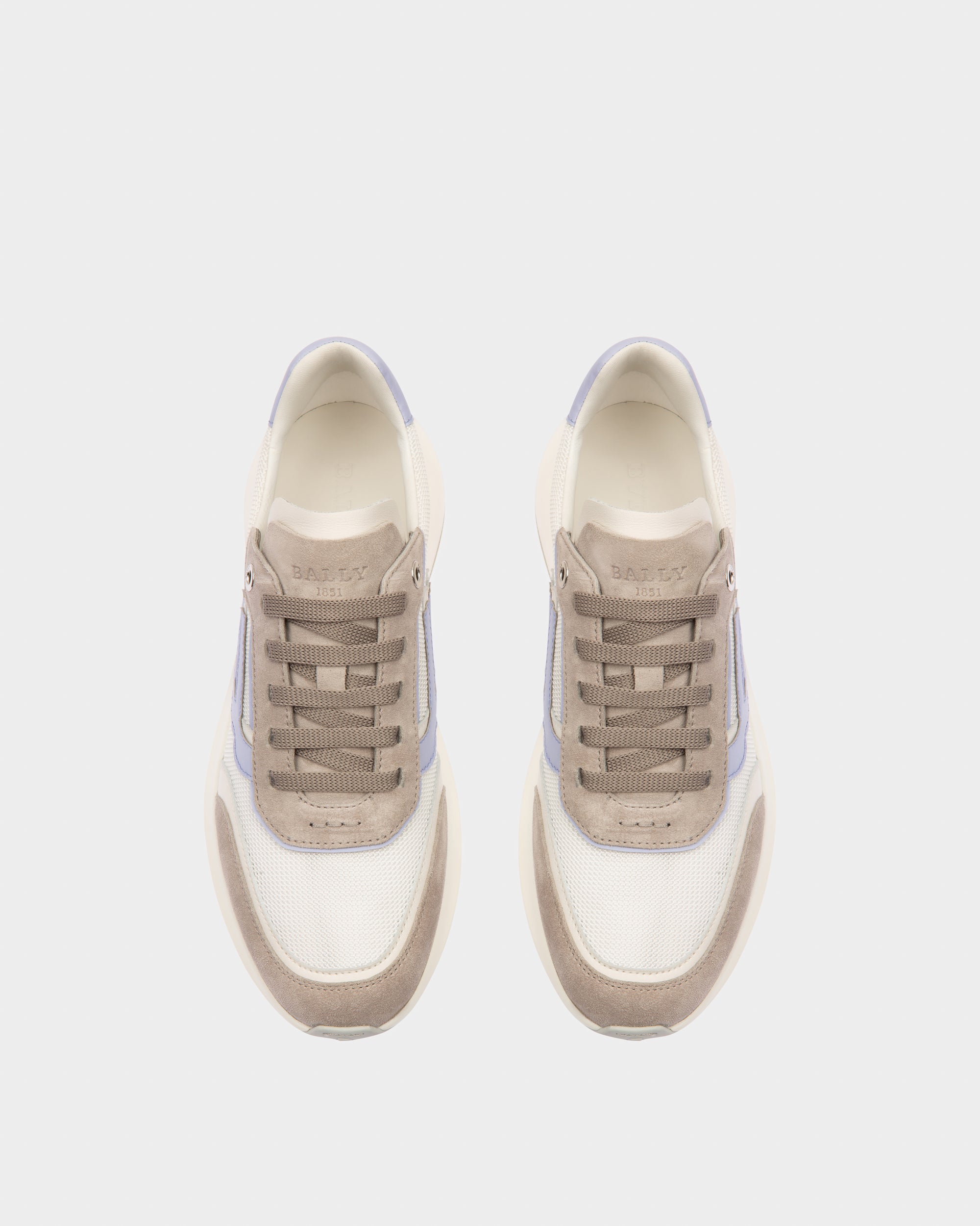 Demmy Mesh And Leather Sneakers In White And Grey - Women's - Bally - 02